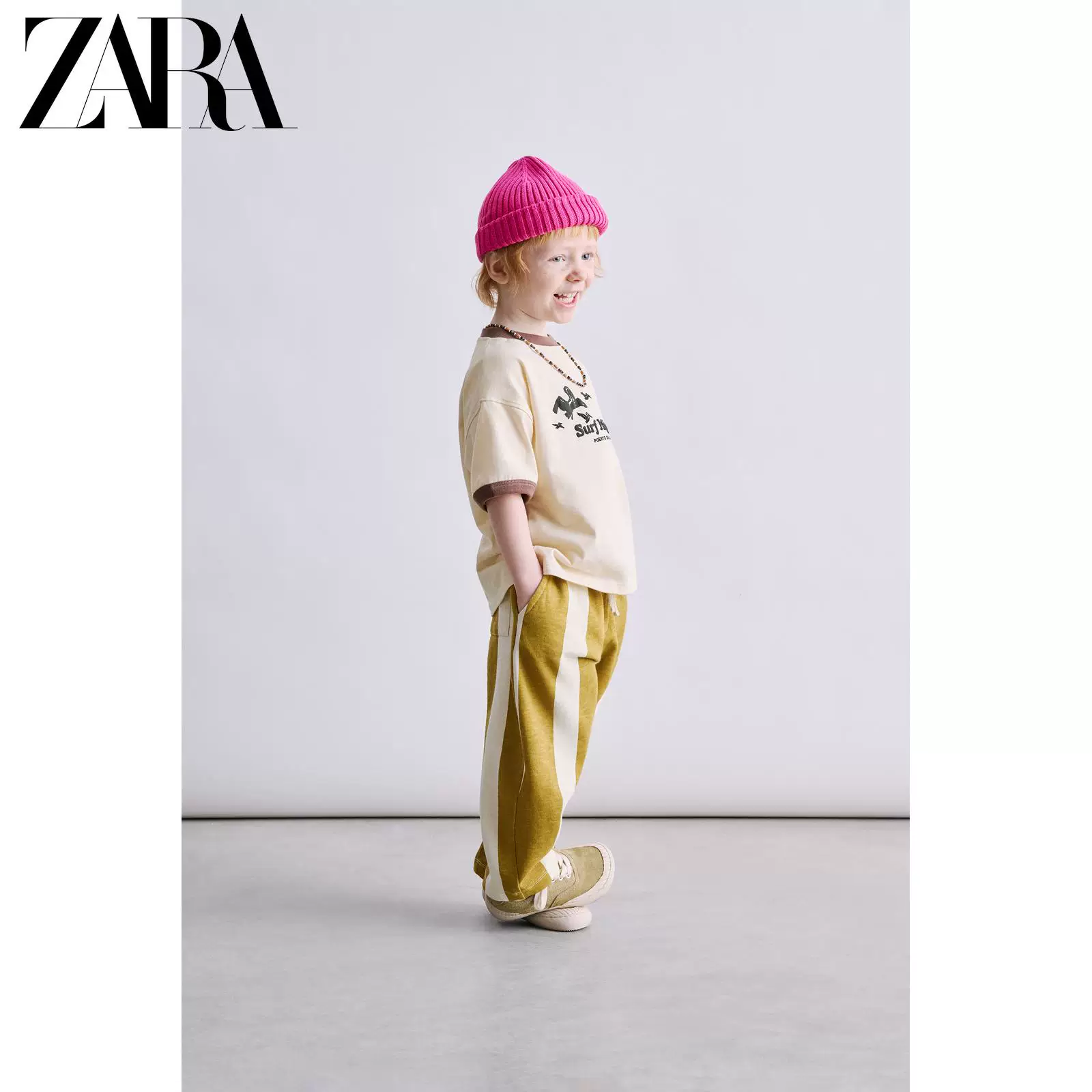 ZARA товары весна–лето 2026, для младенцев и малышей, полосатые бархатные удобные повседневные брюки прямые 6208519 703