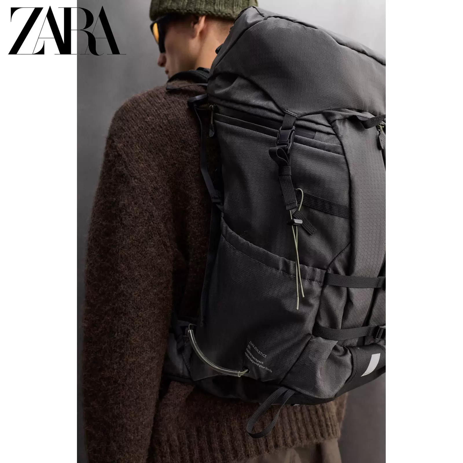 ZARA 2025 Зимние новые товары Мужская сумка лыжная серия спорт технология ткань рюкзак 3214720 802
