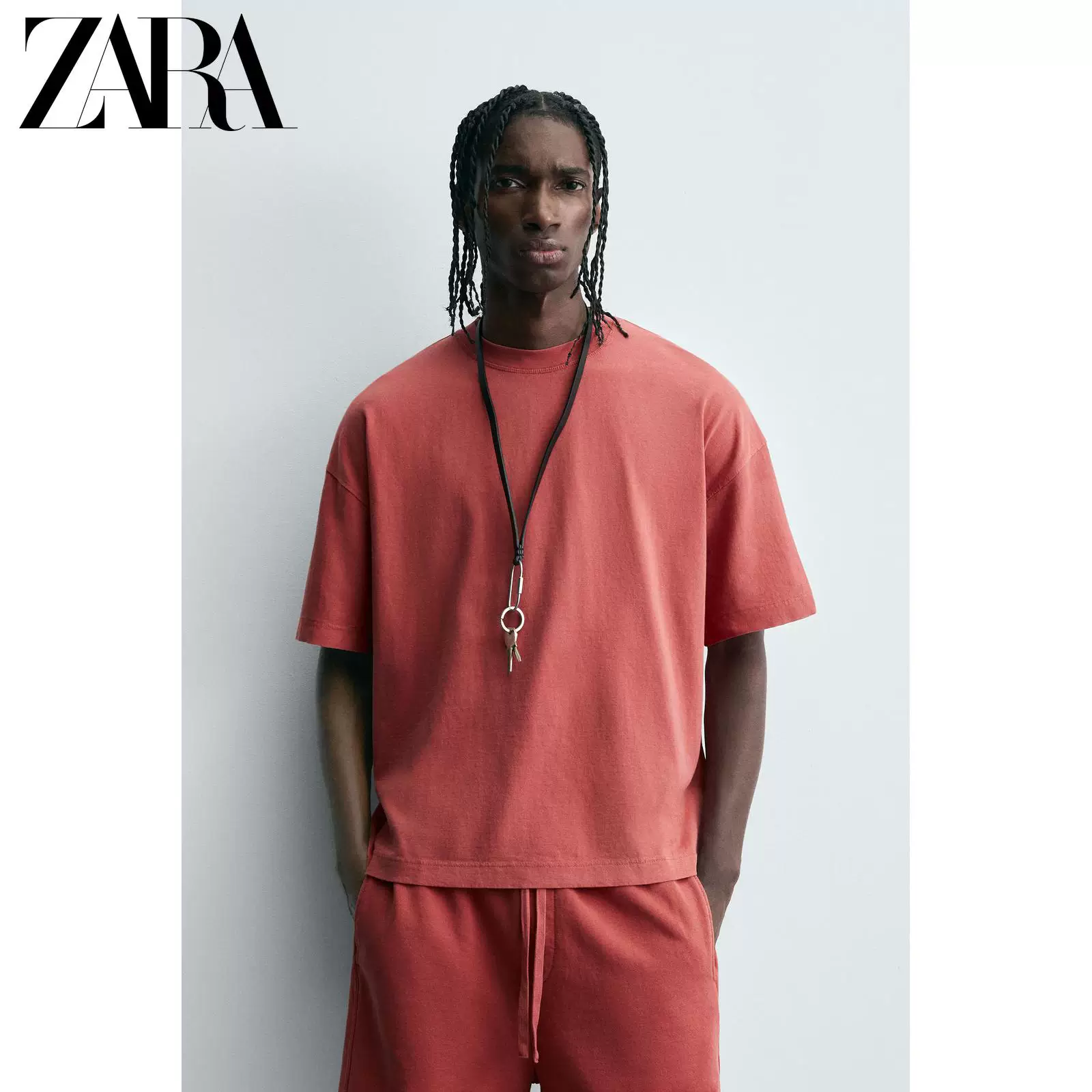 ZARA Сезонная распродажа мужская бокс-фит многокрасная футболка с коротким рукавом и круглым вырезом 6462400