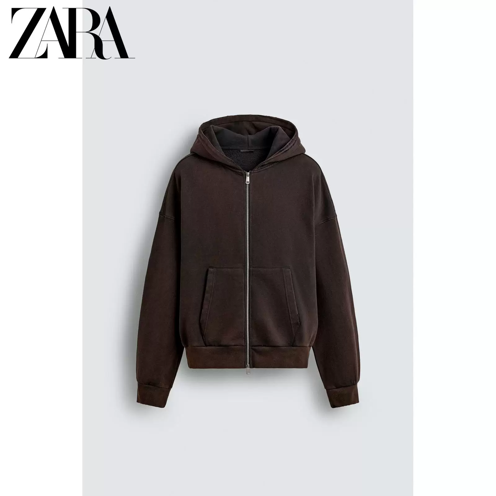 ZARA 2025 зима новые изделия мужская стиренная куртка с капюшоном на молнии 3443401 686