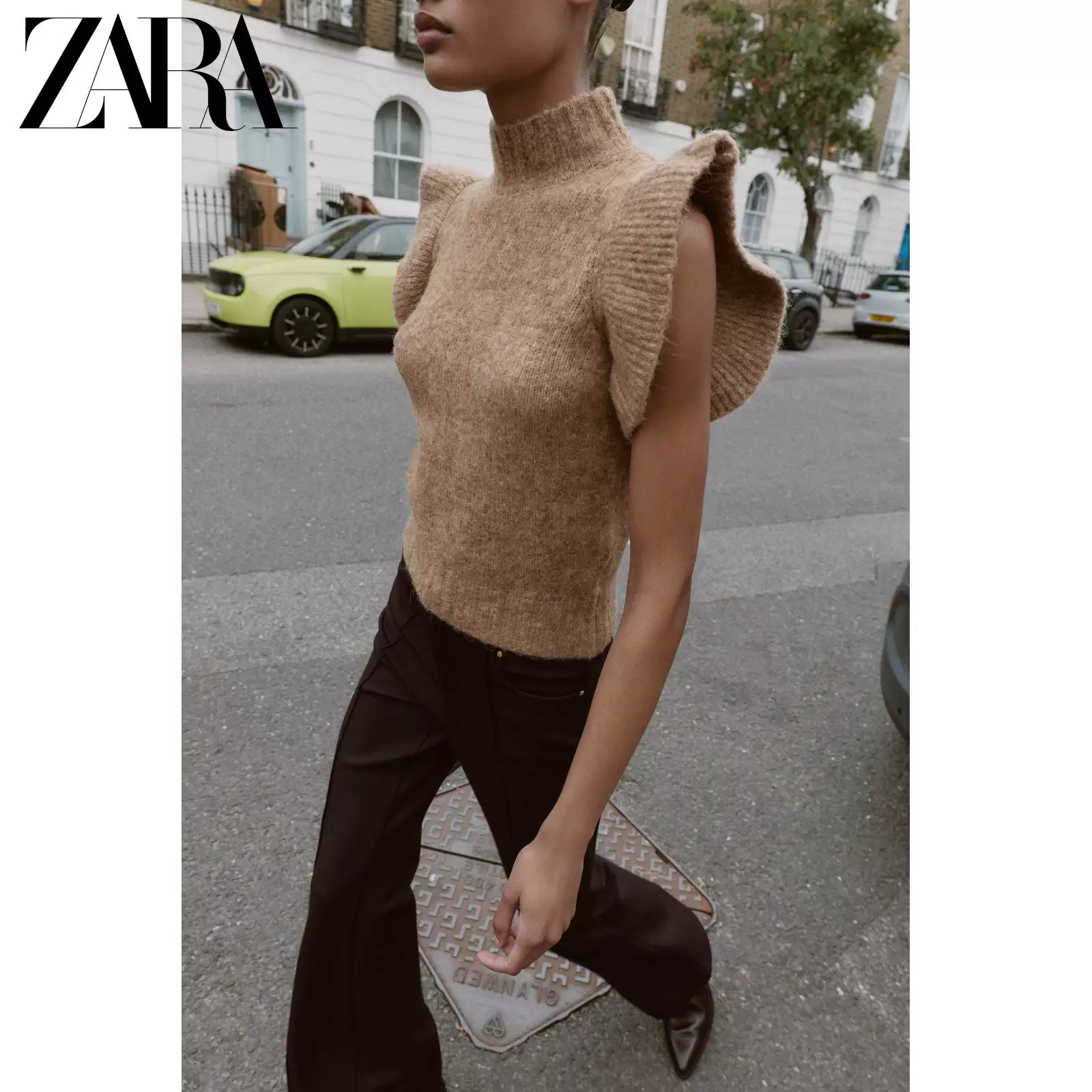 ZARA 2025 зима новые товары женские шерстяные смешанные слоистые декоративные жилеты-свитеры 4938119 743
