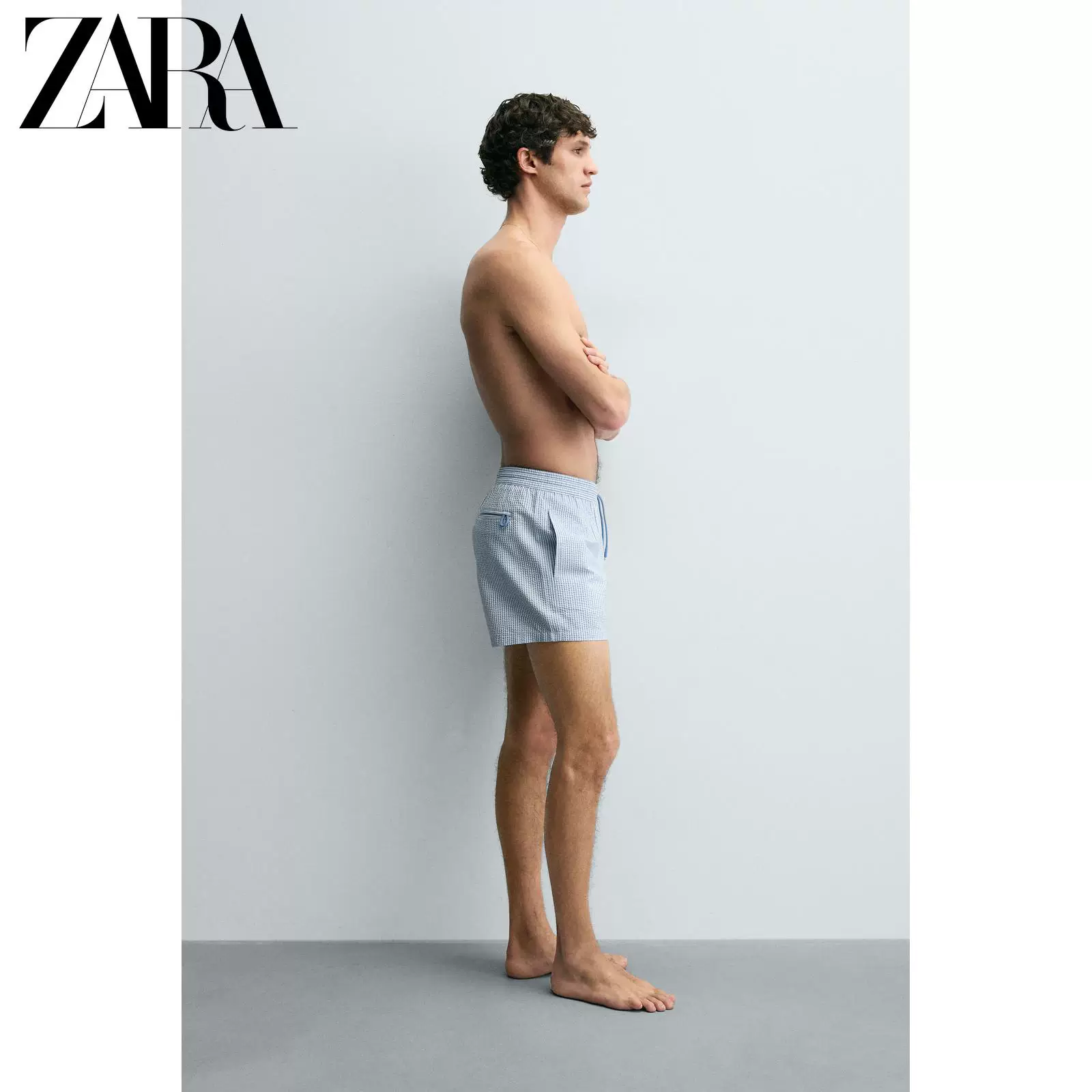 ZARA 2026 весна-лето новые товары мужские плавки-шорт пенье сеерсукер средней длины 8574407 403