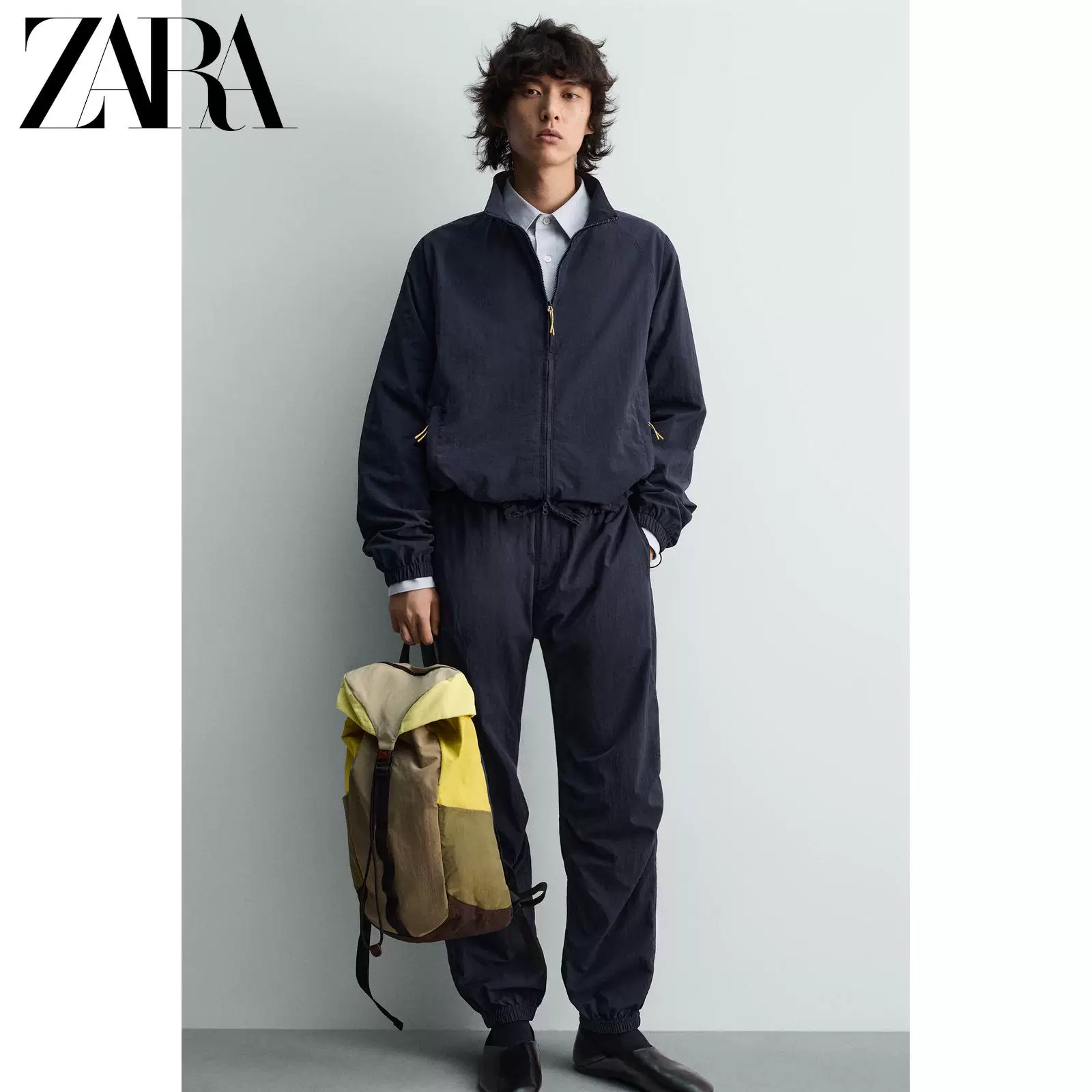 ZARA 2026 Spring and Summer New Products Men's Bag High-tech Fabric Leather Detail Backpack 3226720 203