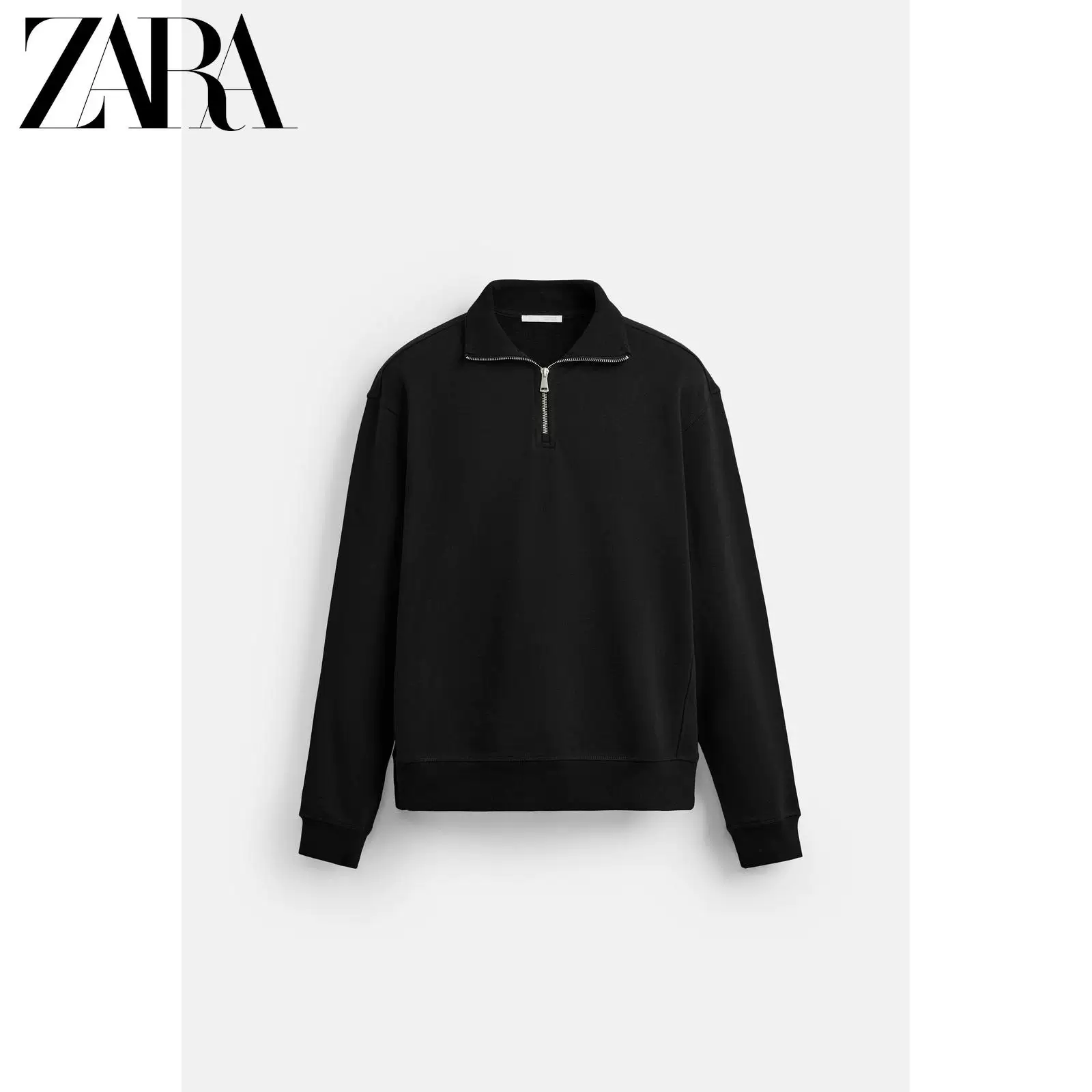 ZARA 2025 Осенние новые товары Мужская базовая полурезинка-куртка slim прямой свитшот 6462311 800