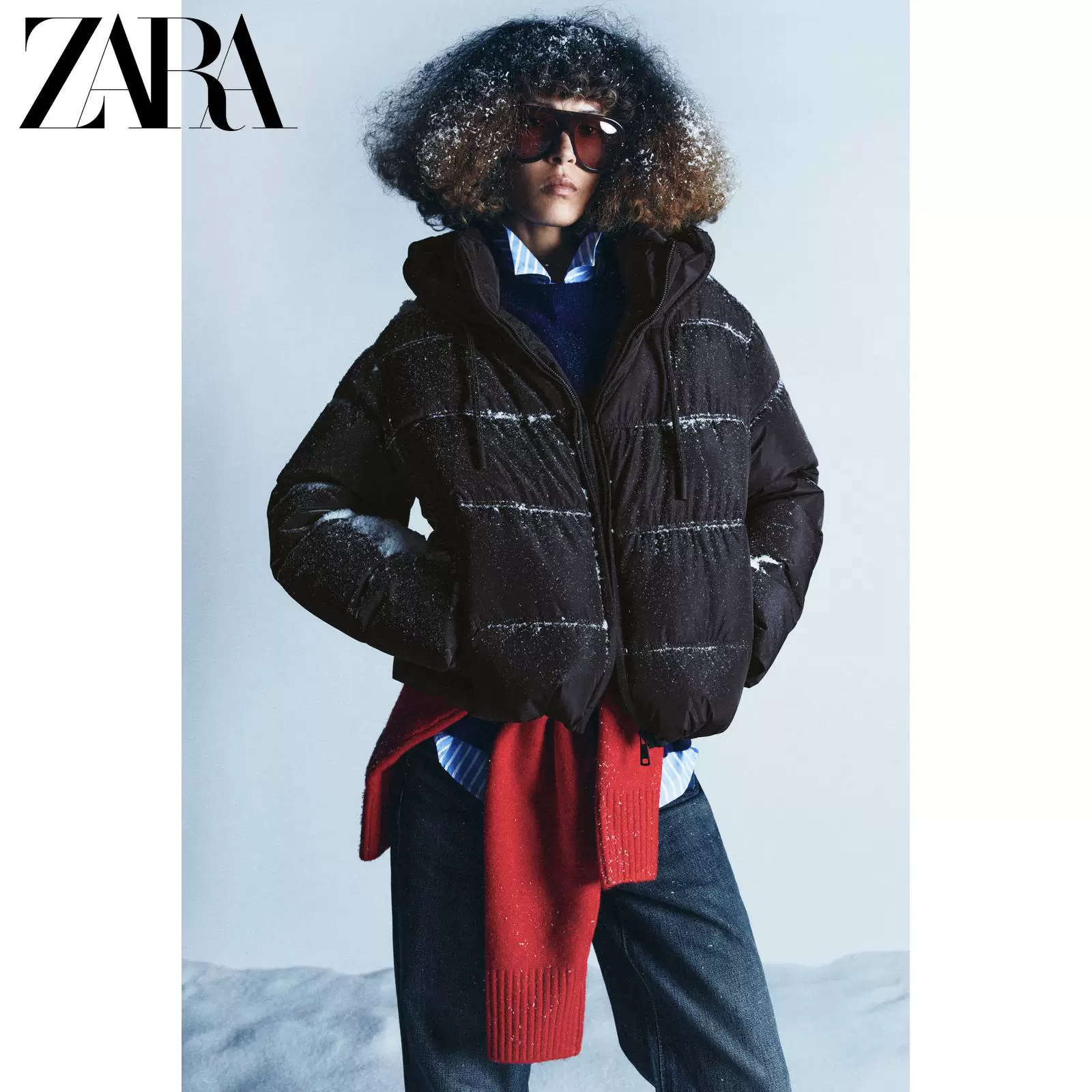 Женская новая куртка из хлопка ZARA с коротким windproof и водонепроницаемостью, проветриваемая, толстая шаровая 3046227 700