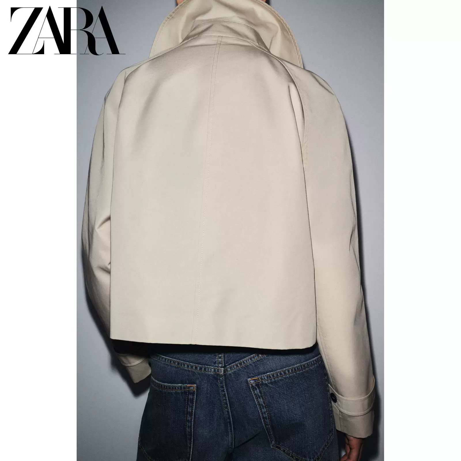 Сезонная распродажа ZARA Женское ZW Серия водостойкий куртка с высоким воротником длинный рукав короткая ветровка 3833245 710