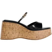 ZARA new summer products womens shoes black thick-soled square head strap casual high wedge sandals 2286310 800