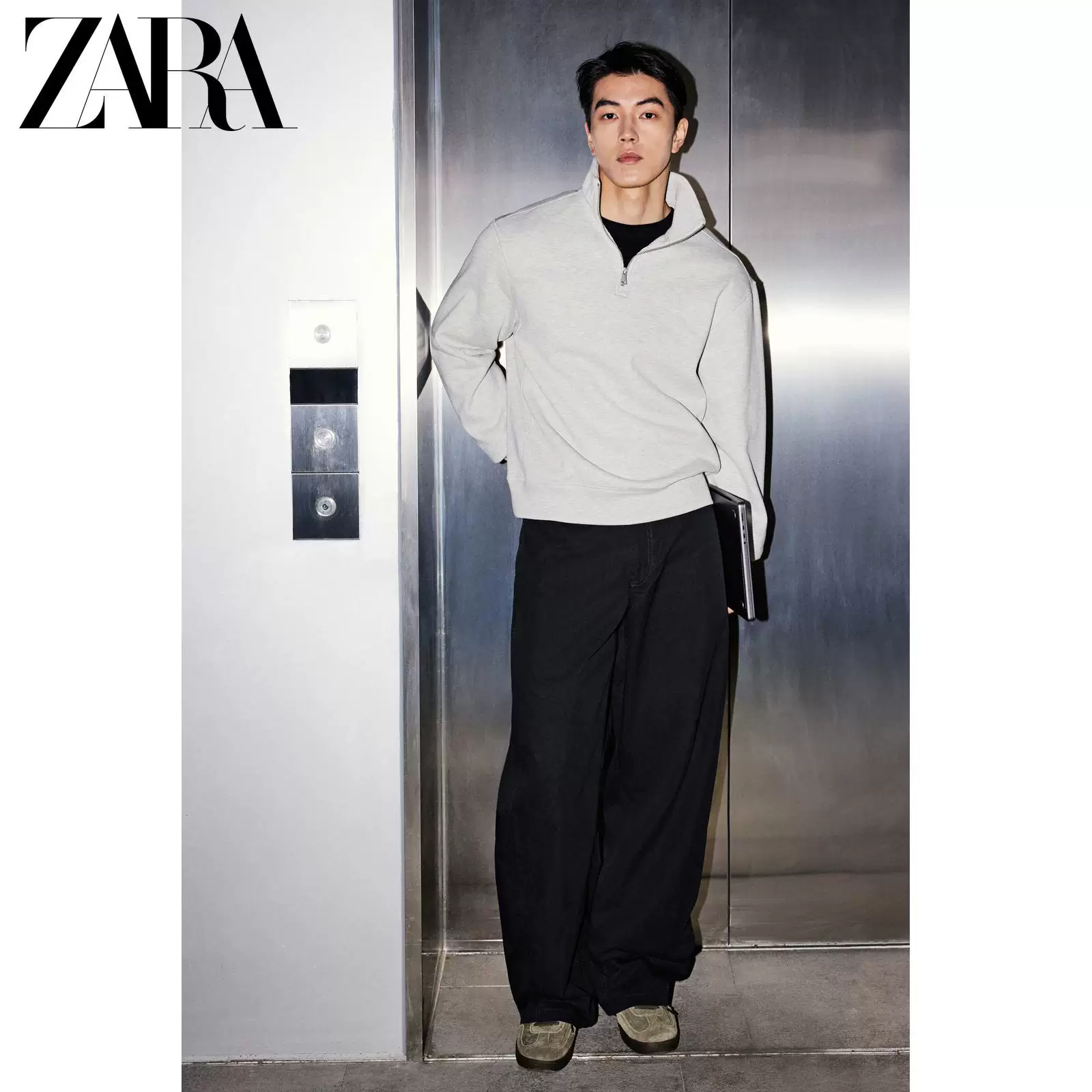 ZARA 2025 осень новые продукты Мужской базовый полузаметныйSlim прямые свитшоты 0761311 803