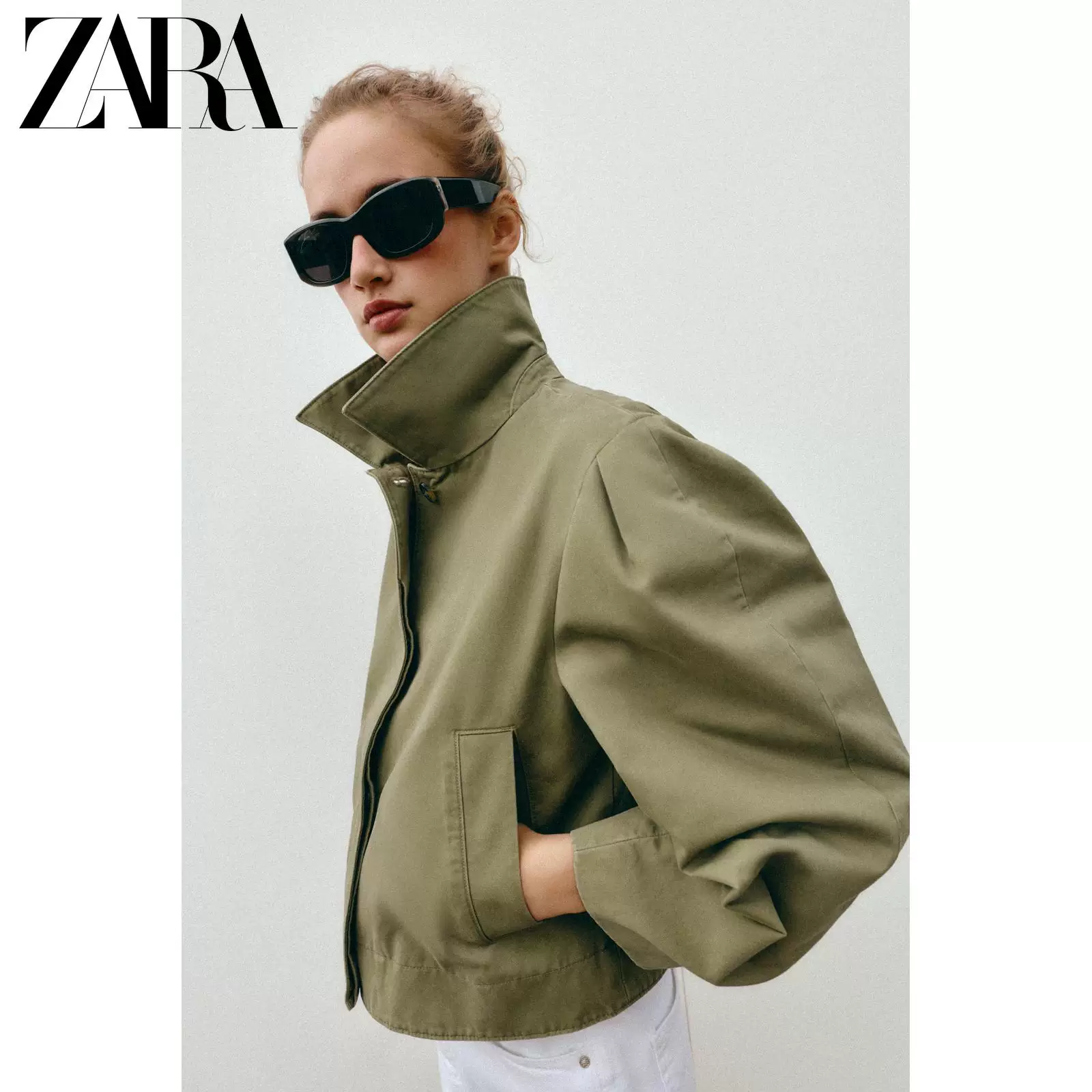 ZARA 26 новая весна и лето женская одежда длинный рукав лацкан стиранный эффект короткая куртка 6119020 505