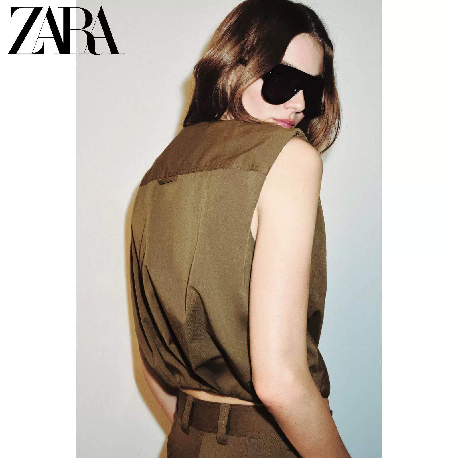 ZARA 2026 весна-лето новые поступления Женские безрукавки с круглым вырезом, молния, набивка на плечах 8372093 505
