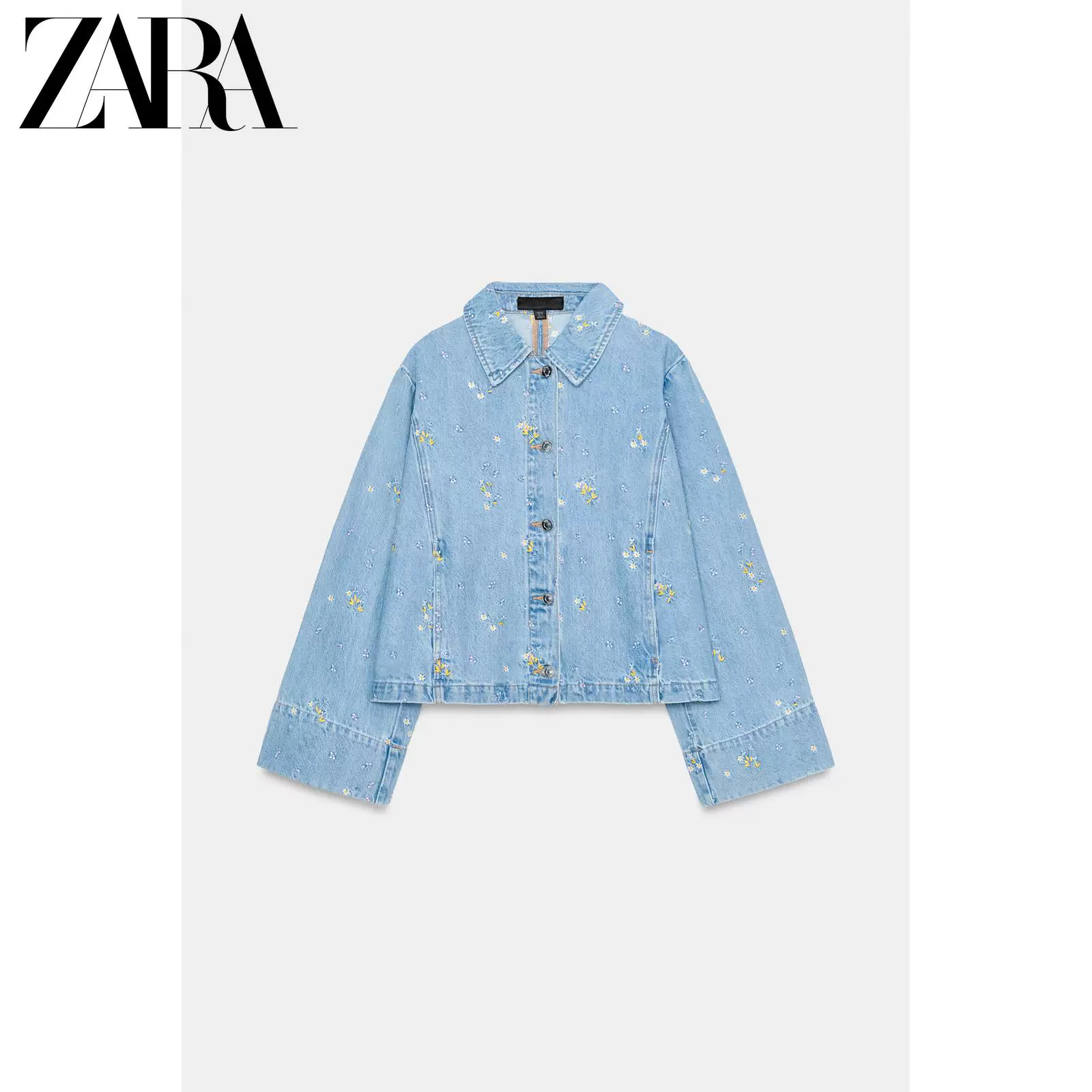 ZARA 2026 дамская Z1975 вышитый цветочным рисунком джинсовый жакет 7147032 427