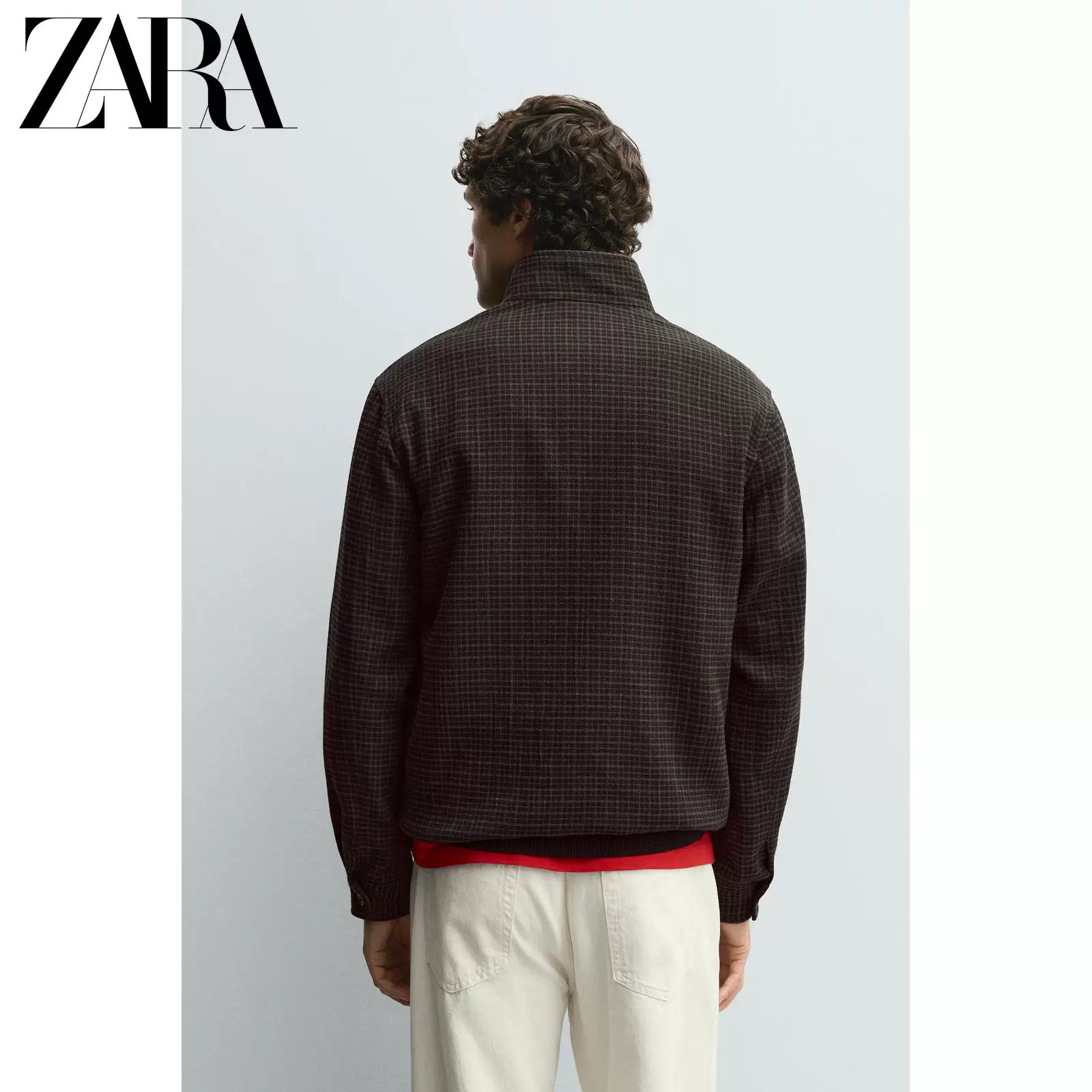 ZARA сезон скидок мужская свободная куртка текстура в клетку с молнией 6754897 099