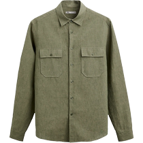 ZARA24 new summer product mens green cotton and linen blend slim straight long-sleeved shirt 0975200 500
