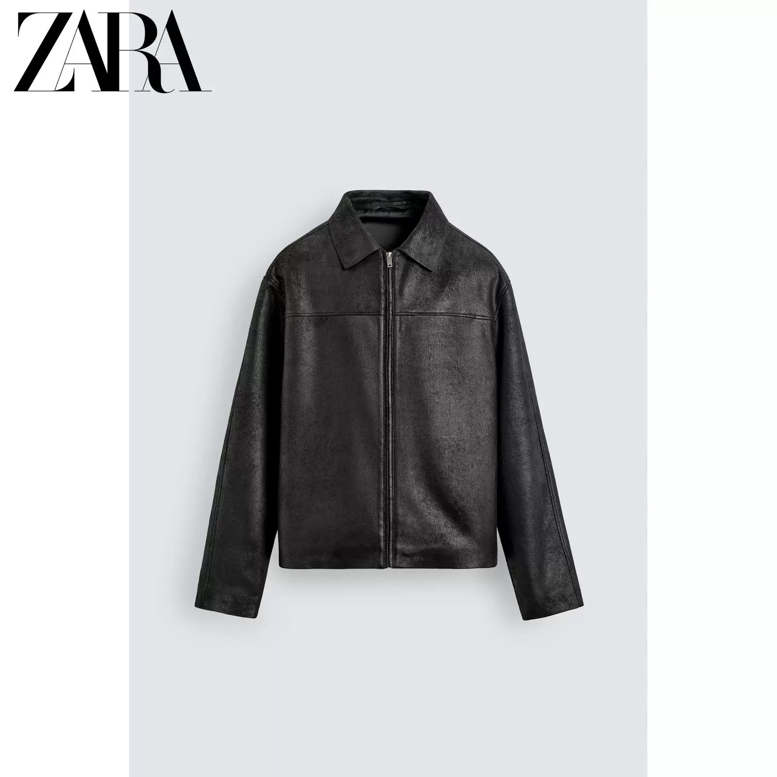 Сезонное распродажа ZARA мужская куртка из кожи с эффектом стирки, молния 2949200 800