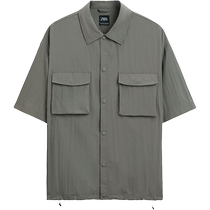 ZARA24 new summer product mens khaki loose technical fabric short-sleeved shirt 8281340 505