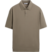 ZARA 2024 autumn new product mens textured business lapel short-sleeved casual POLO shirt 4092302 730