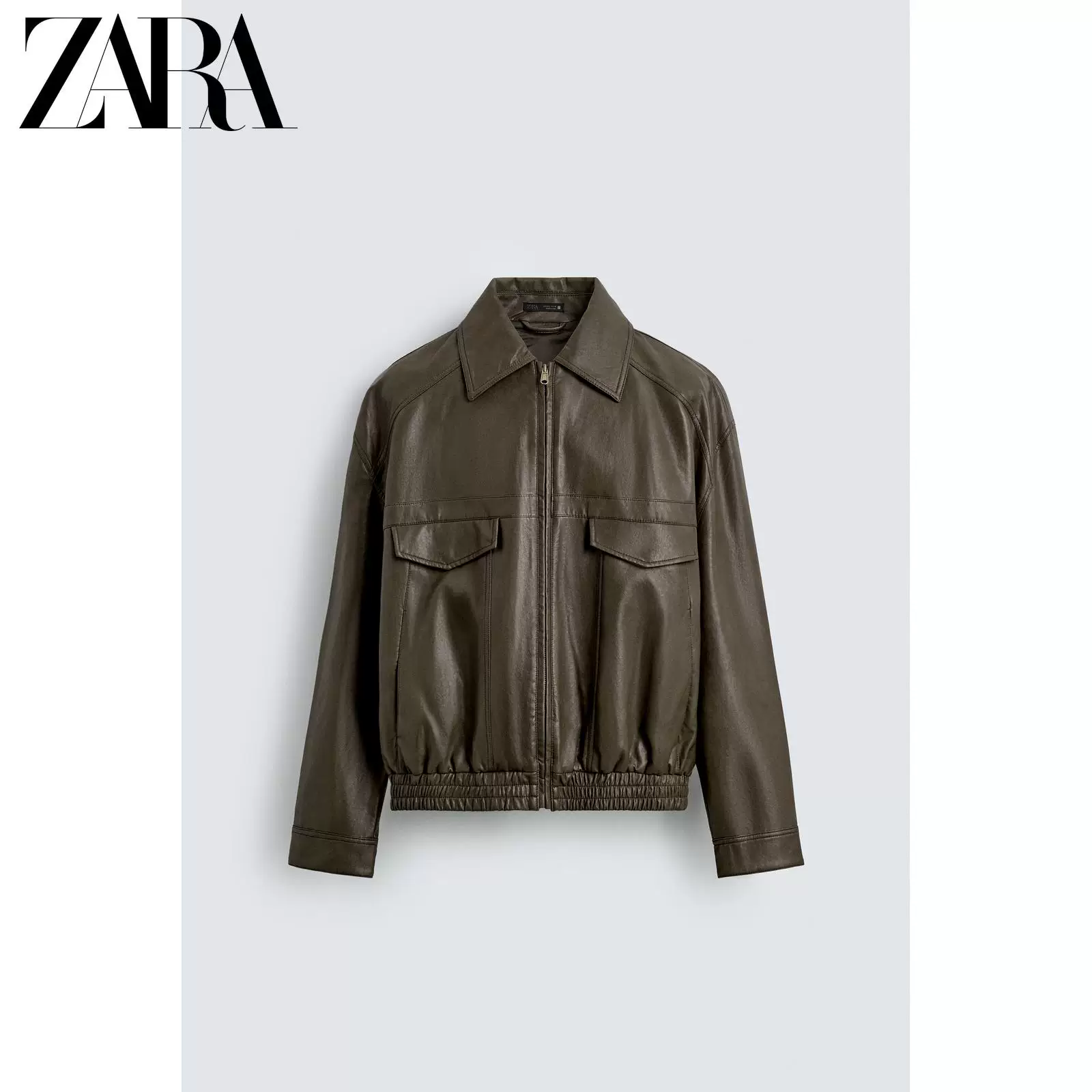 Спецпредложение ZARA Мужская свободная куртка-бомбер из искусственной кожи на молнии 3548100 700