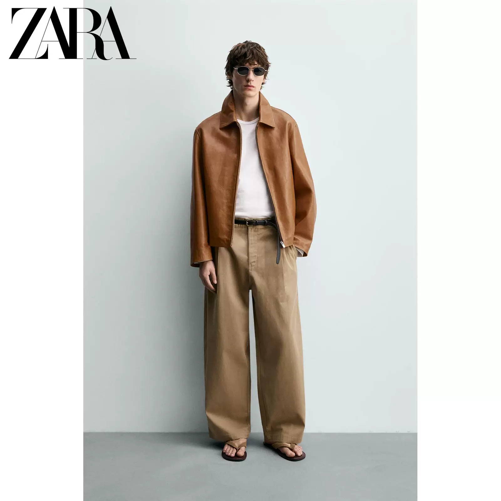ZARA 2026 весна-лето новые изделия мужская тонкая прямая кожаная куртка кожаная куртка 5479405 732