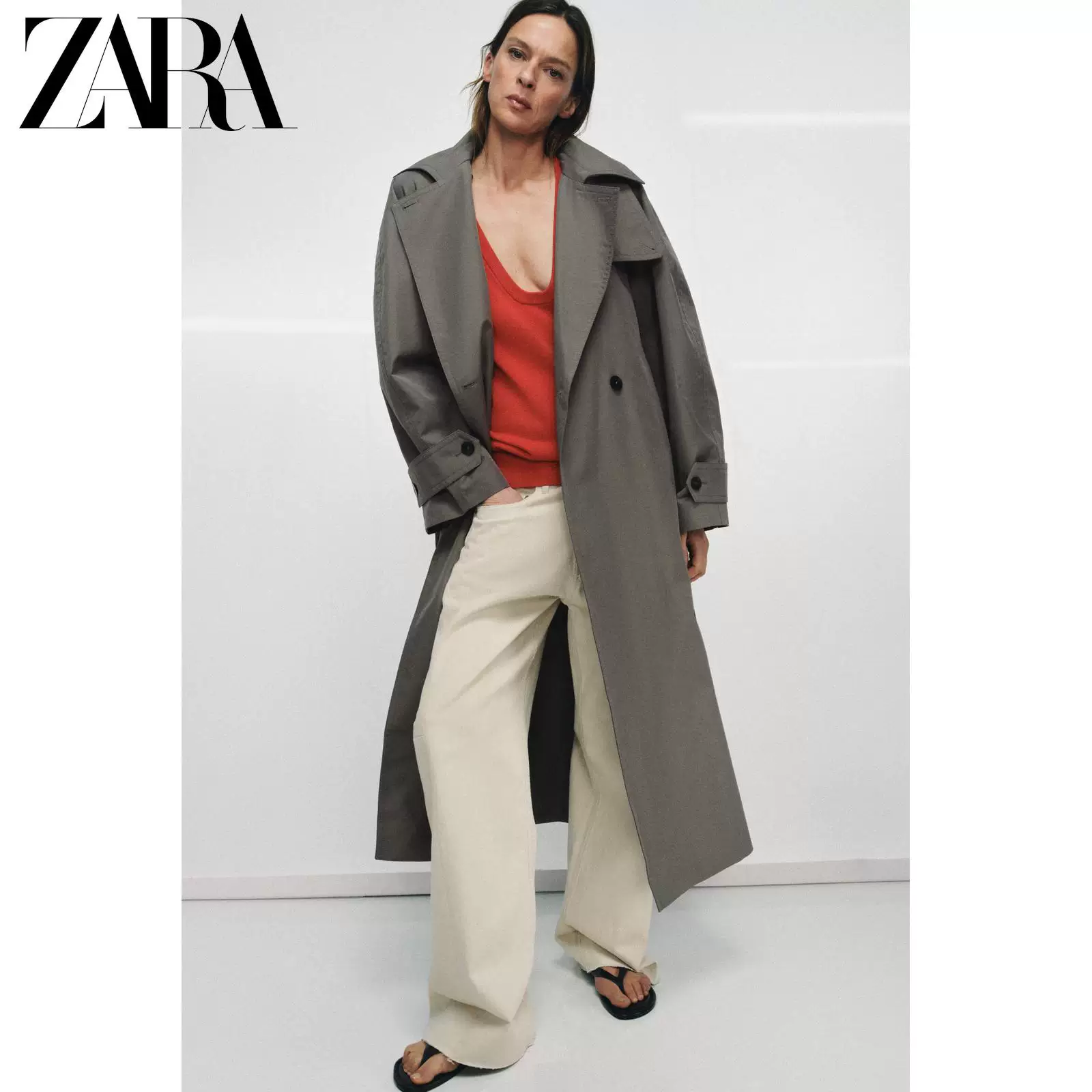 ZARA 2026 весна-лето новые товары женская серия ZW длинный рукав лацкан свободный пояс ветровка 0518049 102