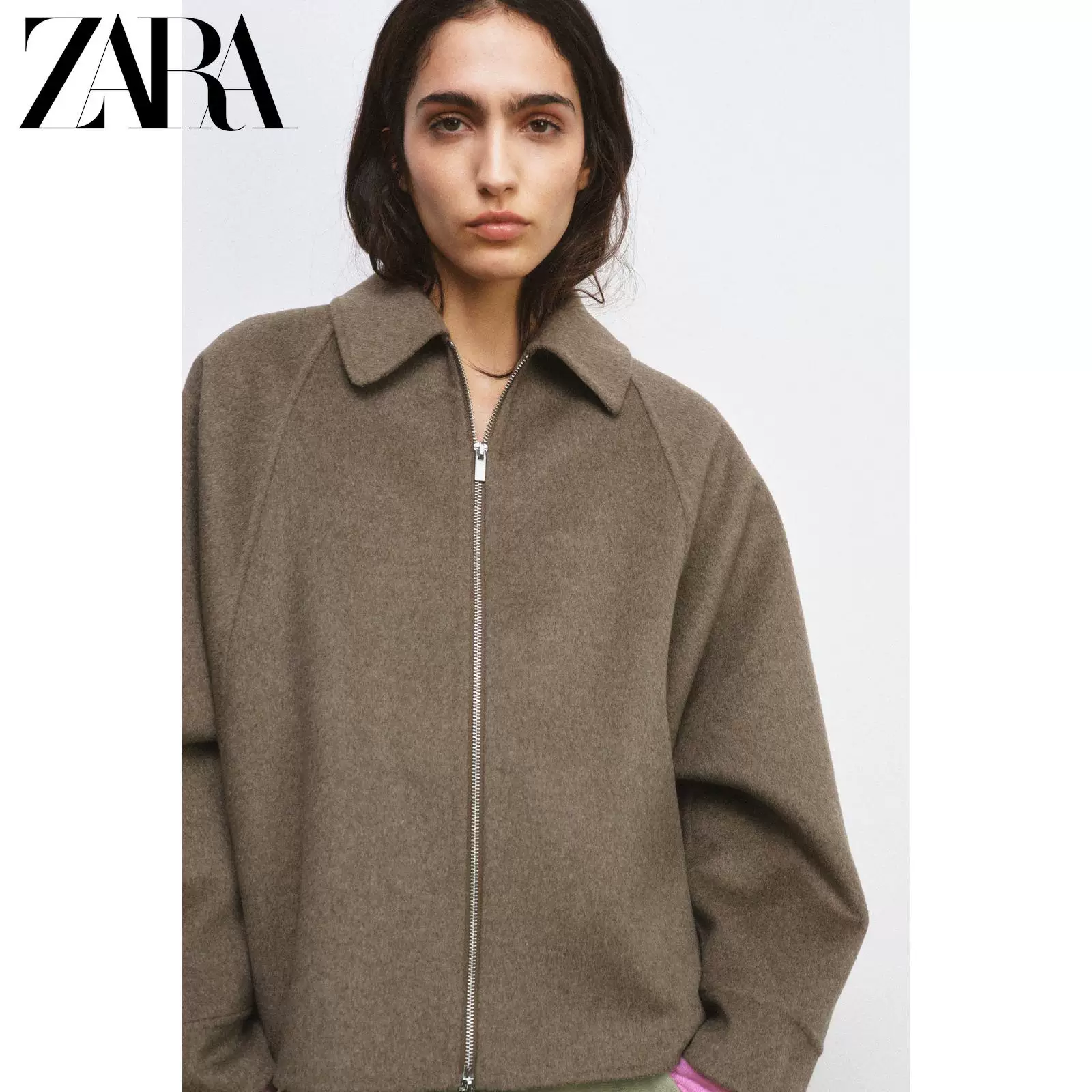 ZARA 2026 год весна-лето новые товары Женские ZW серия Лонгслив лацкан шерсть молния куртка 8491045 737