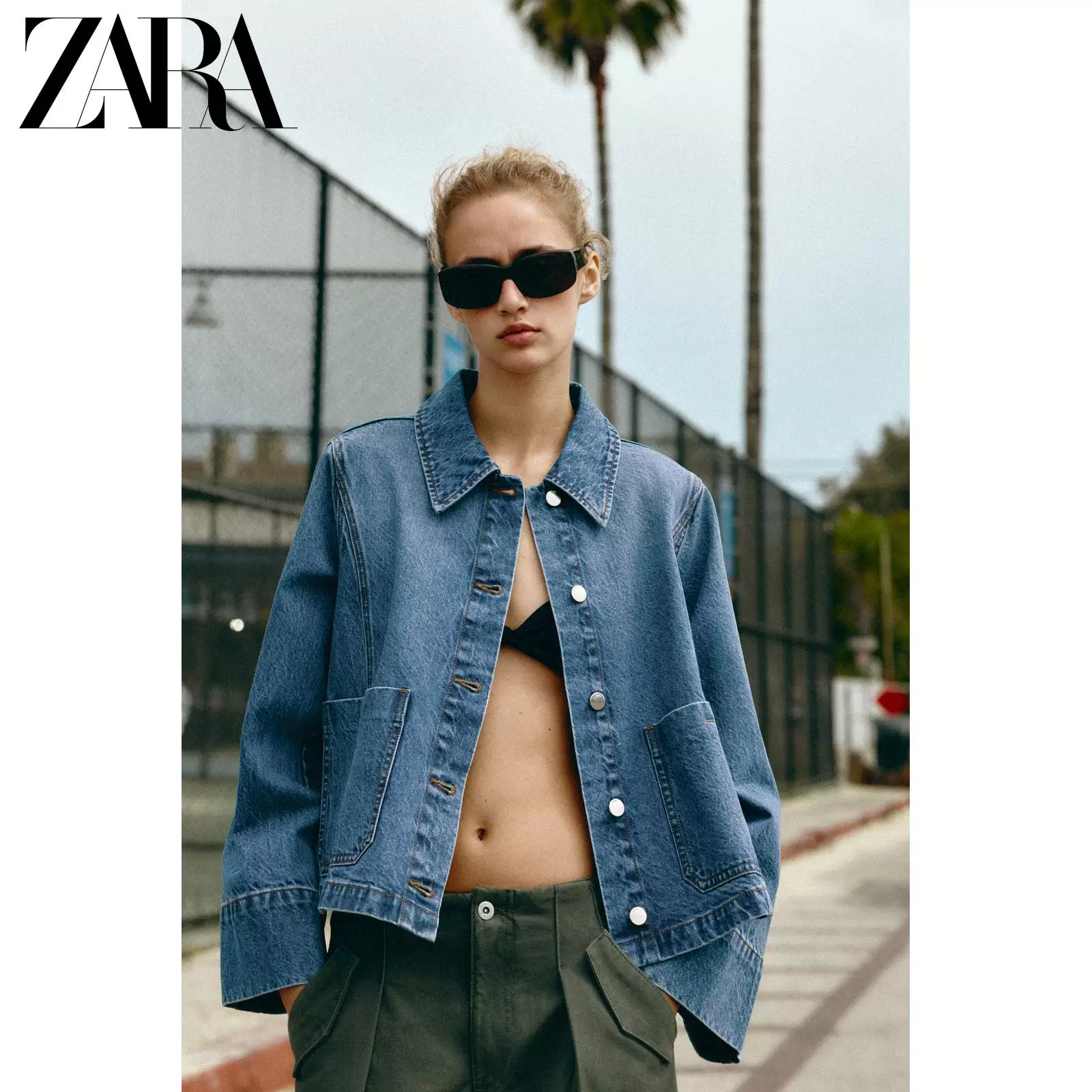 ZARA 2026 весна-лето новая коллекция женская куртка джинсовая длинный рукав короткая Z1975 0108029 427