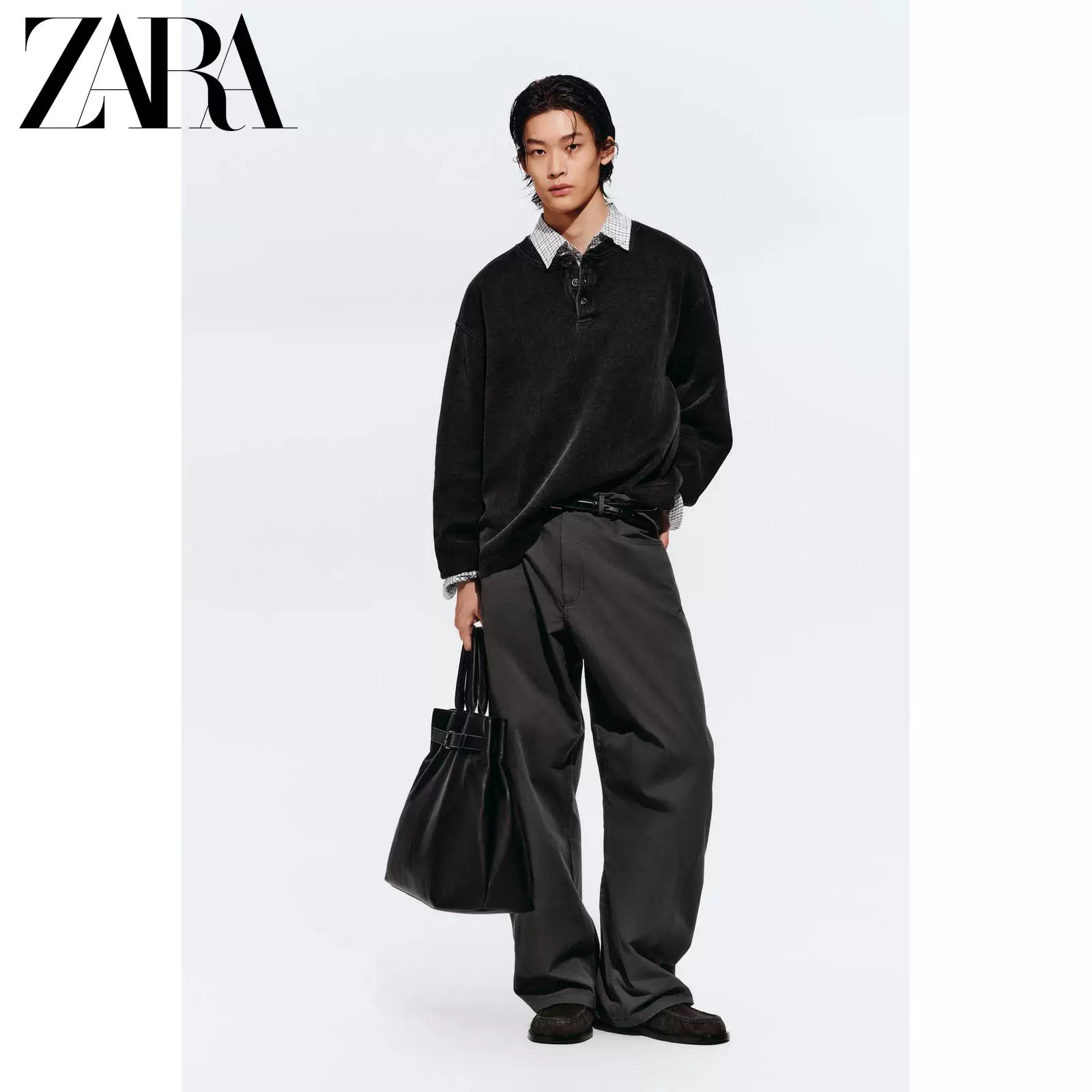ZARA 2026 весна-лето новые поступления мужской хлопковый свитшот с кнопками Henley воротник структурированный Sweatshirt 0526441 898