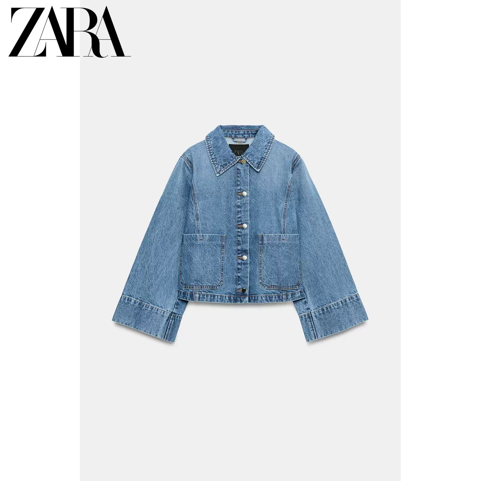 ZARA 2026 весна-лето новая коллекция женская куртка джинсовая длинный рукав короткая Z1975 0108029 427