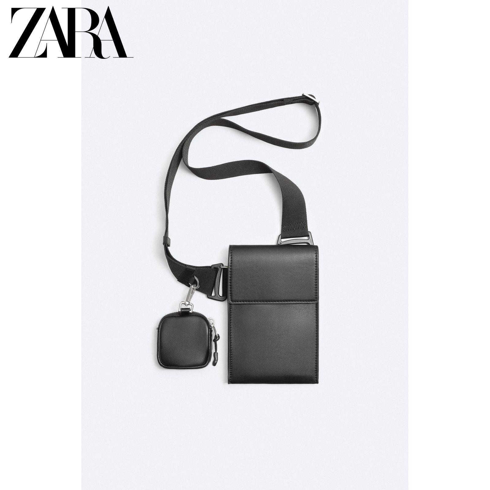 ZARA2023 winter new pint men's bag black two-in-one mobile phone bag satchel 3655220800-Taobao