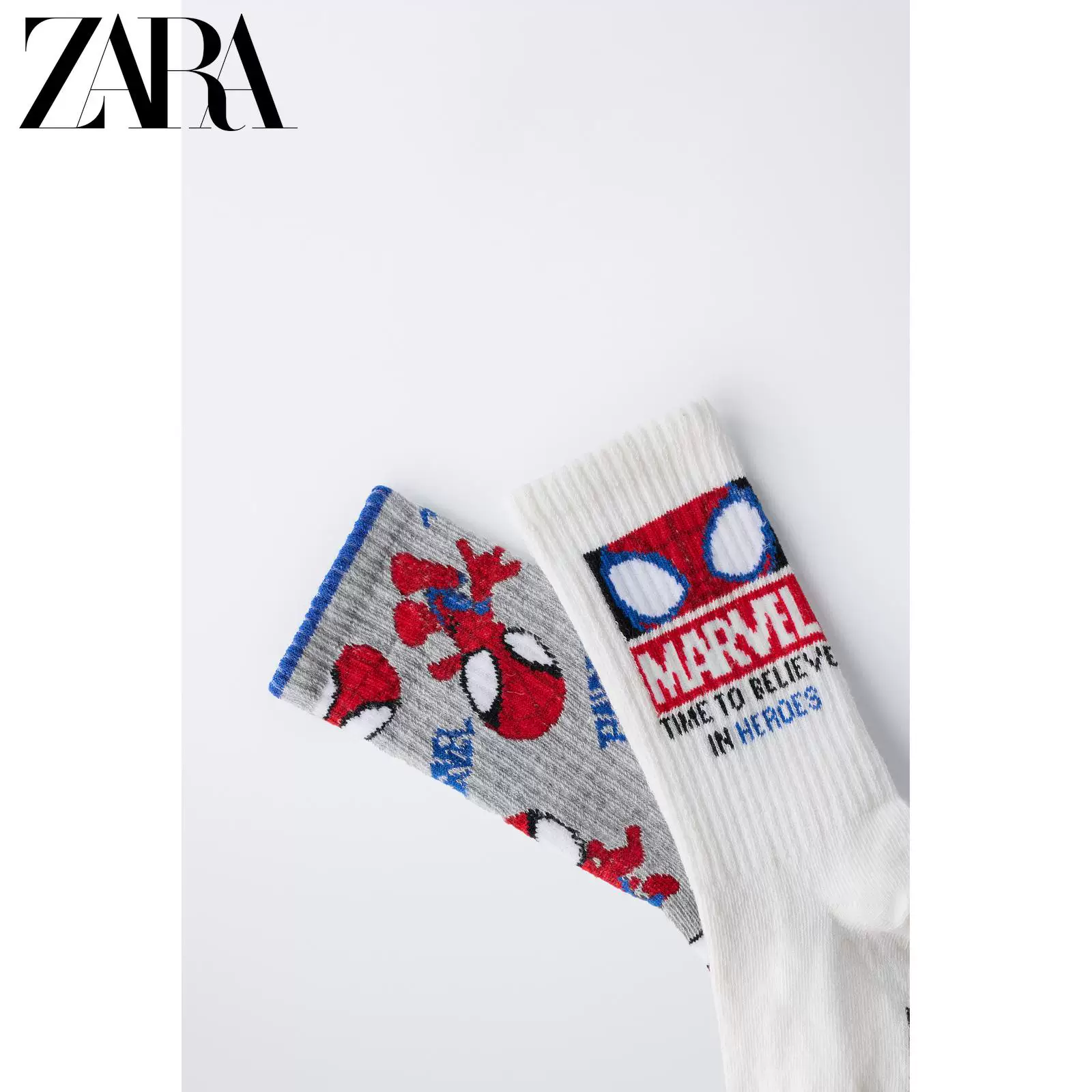 ZARA 2025 Winter New Products Детская одежда Две пары? Носки с принтом Человек-Паук Marvel 6068549 420