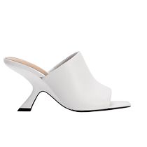 ZARA2024秋季新品 女鞋 白色方头高跟皮革休闲穆勒鞋 1335410 001