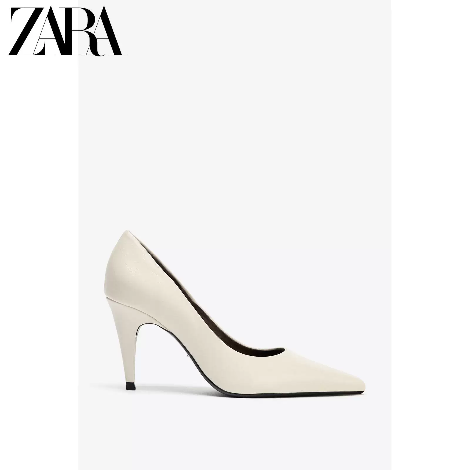 ZARA Распродажа сезон женские туфли светло-бежевой кожи с острым носом, мюли 1200610 002