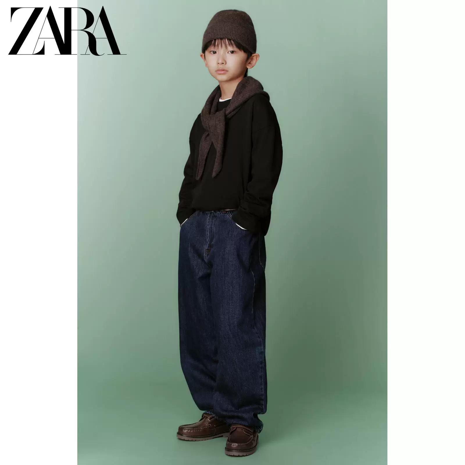 ZARA 2026 год весна-лето новые товары детская одежда мальчики шариковый текстиль лезвий серповидная джинсы 5644900 407