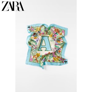 ZARA 新款 女装 首字母饰真丝薄围巾08377008400