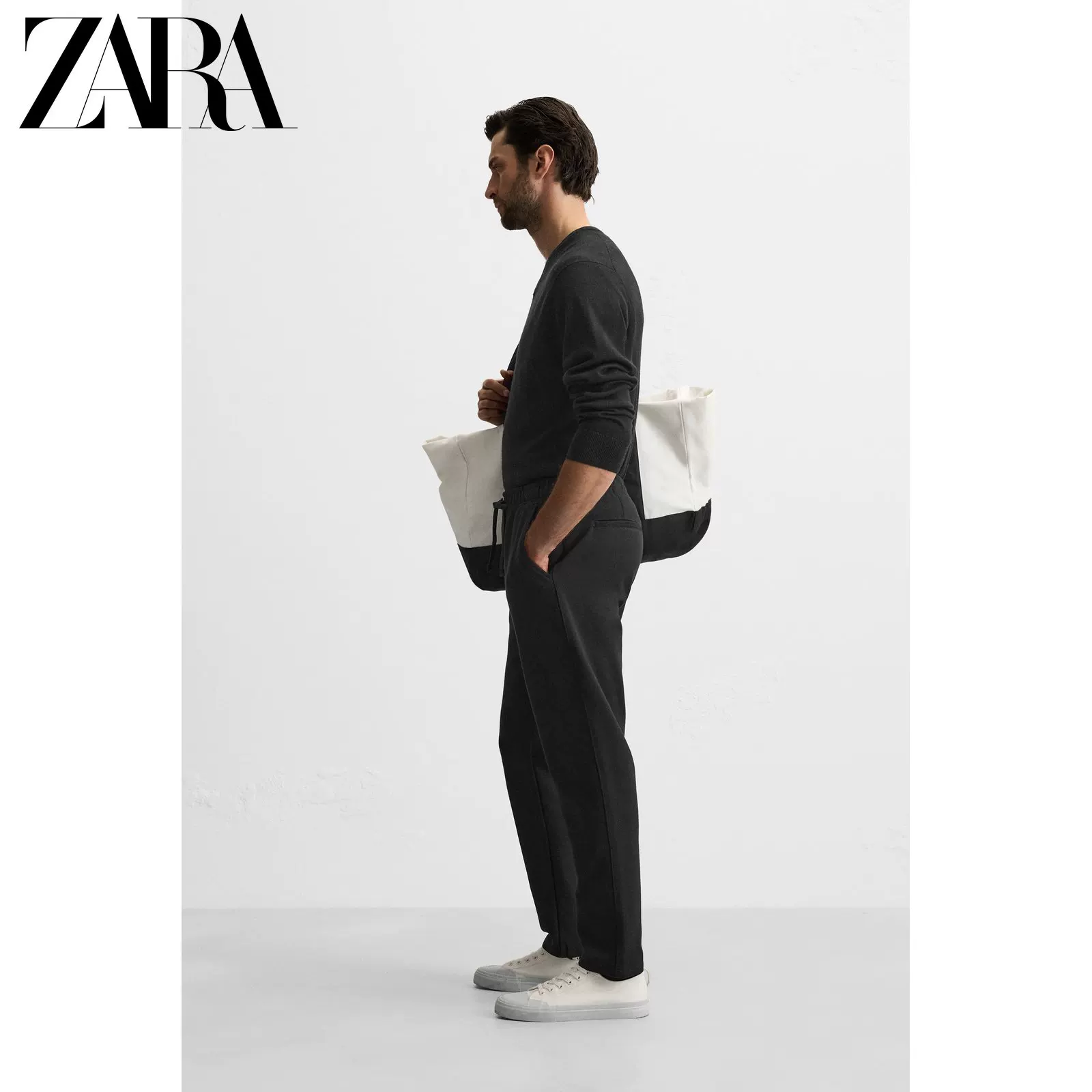 ZARA Новые мужские черные удобные jogging стиль универсальные повседневные брюки 7484303 800
