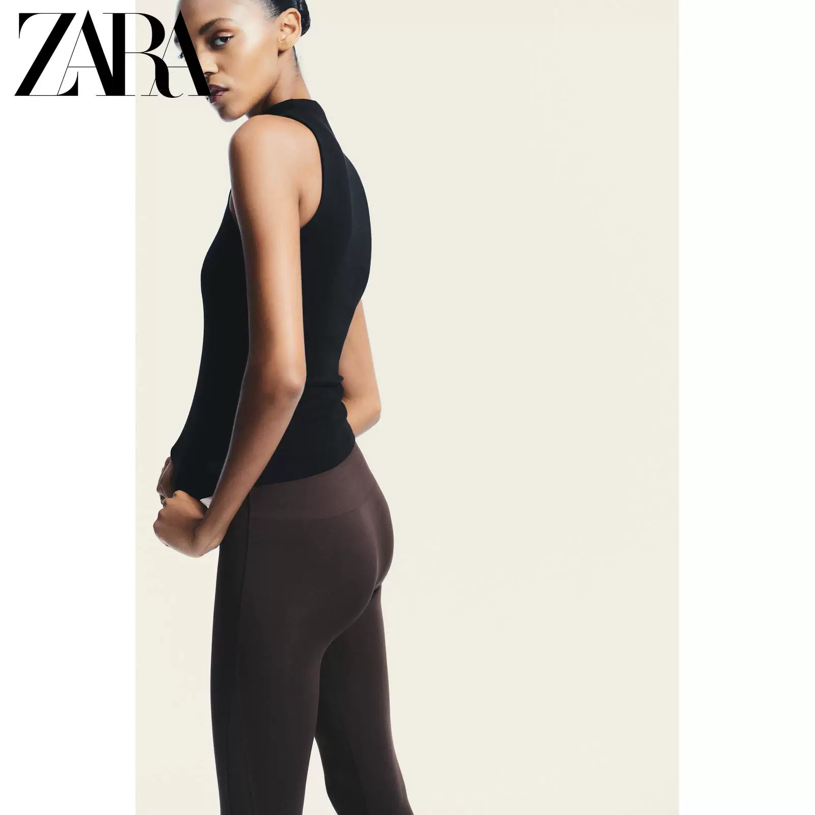 ЖЕНСКАЯ майка с высоким горлом без рукавов из хлопка Modal Slim Fit от ZARA 2025 осень, новая коллекция, номер 3641871 800