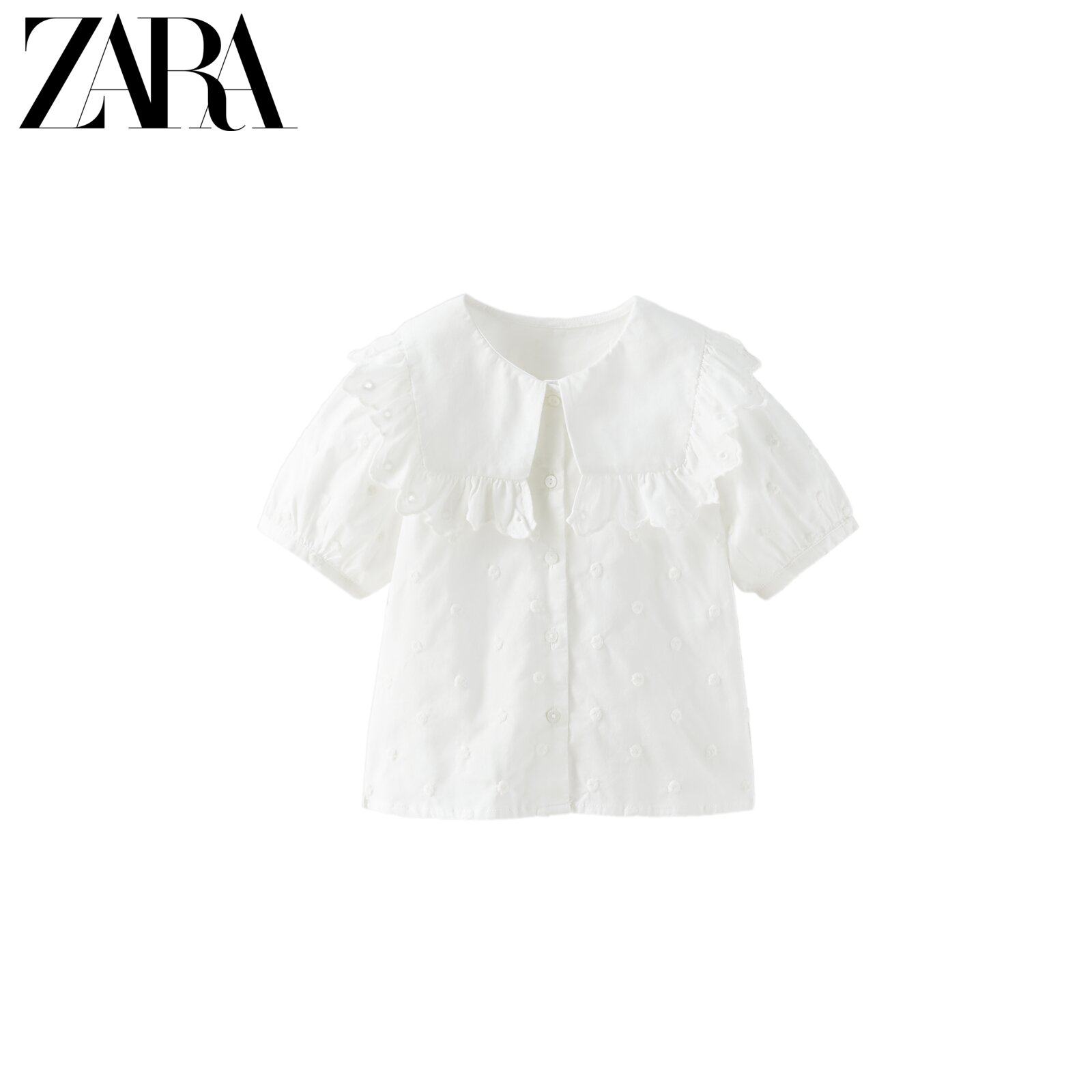 ZARA new baby girl's round point embroidered shirt 3335010250