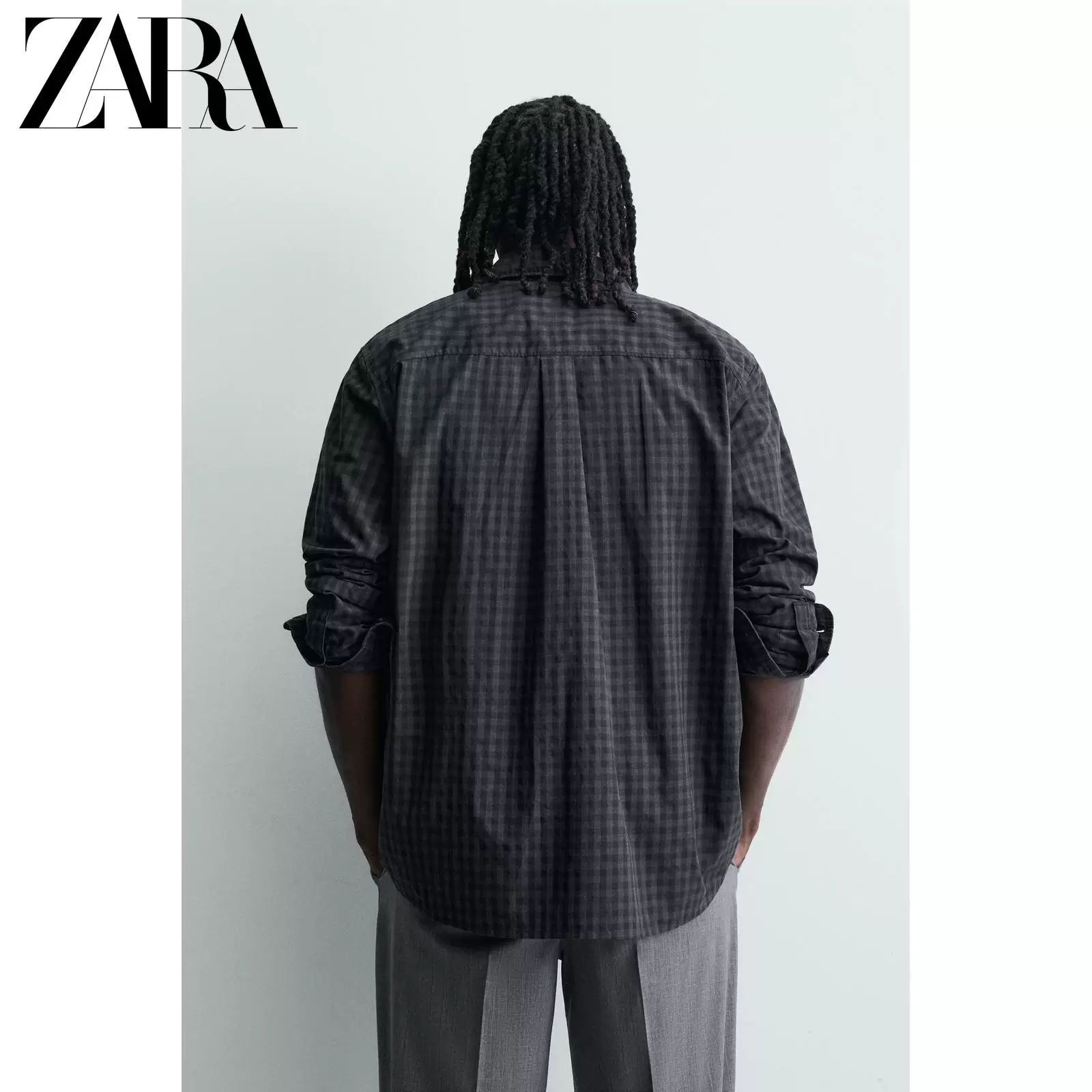 ZARA новые поступления весна-лето 2026 Мужская клетчатая свободная посадка с лацканом рубашка с длинным рукавом 6103414 485