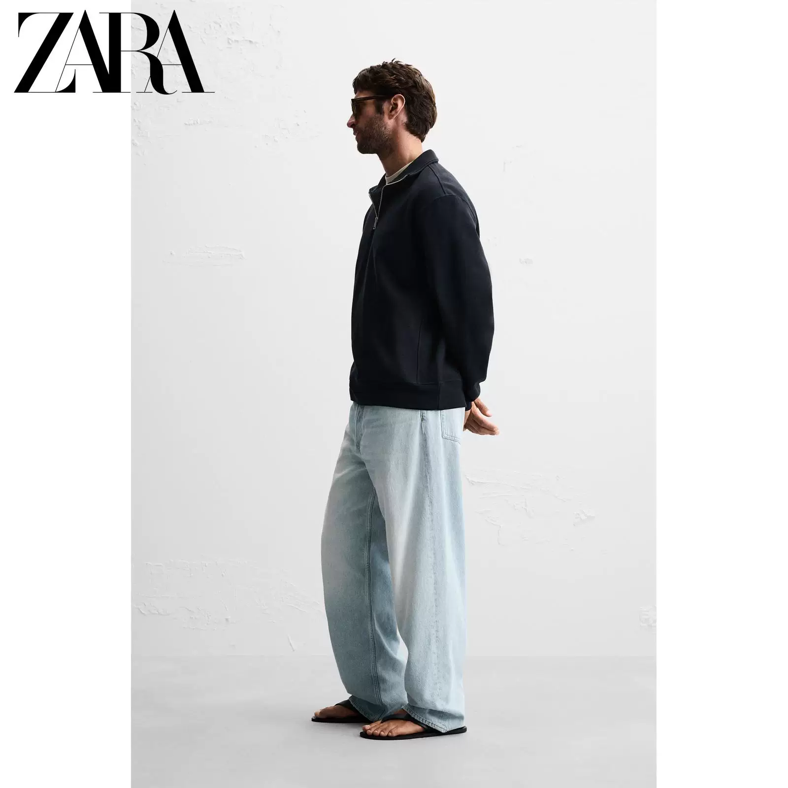 ZARA 2025 Autumn New Products Men's Basic Half-Zip Slim Straight Sweatshirt 0761311 803