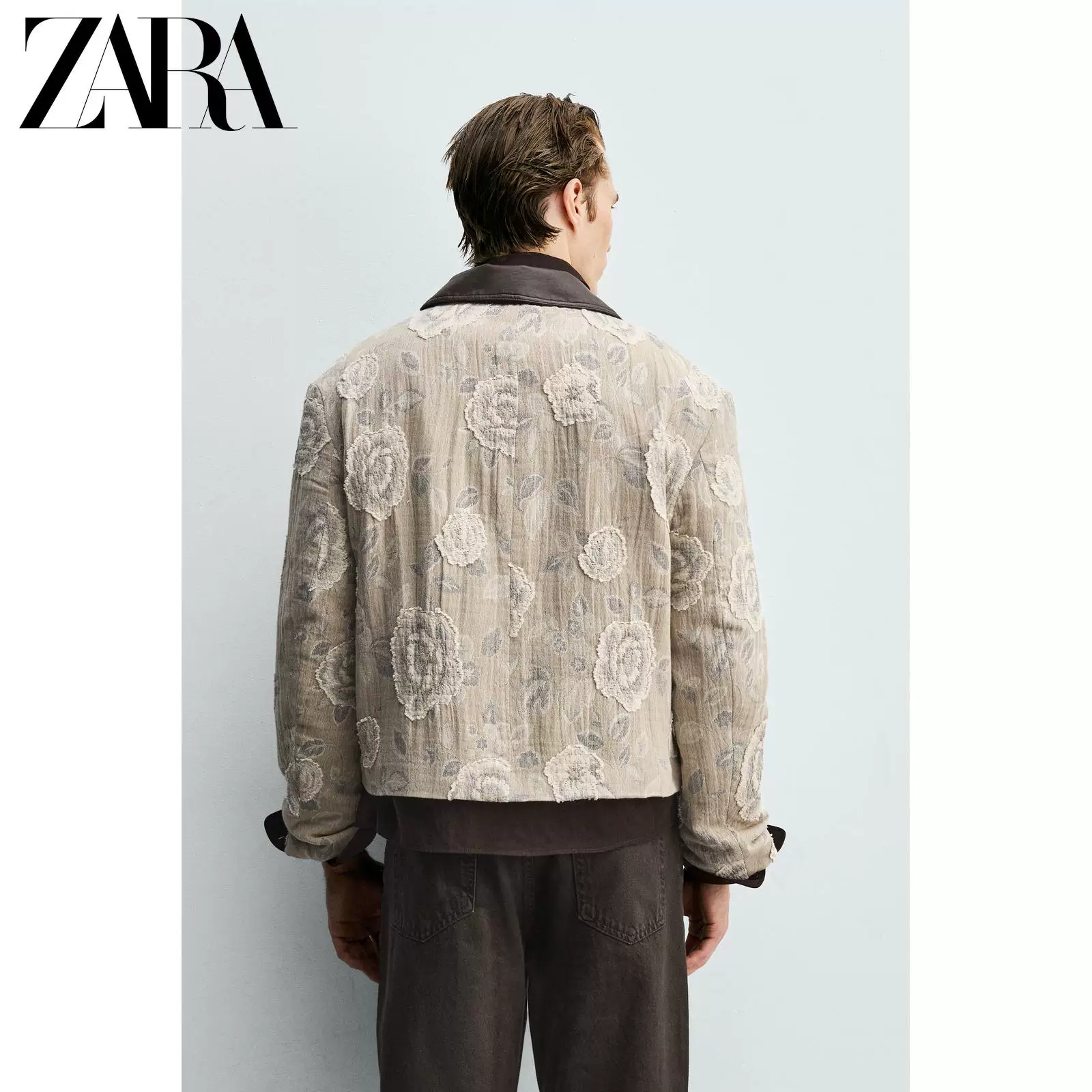 ZARA 2026 весна-лето новые поступления мужская неравномерная цветочная жаккардовая короткая куртка 0624400 731