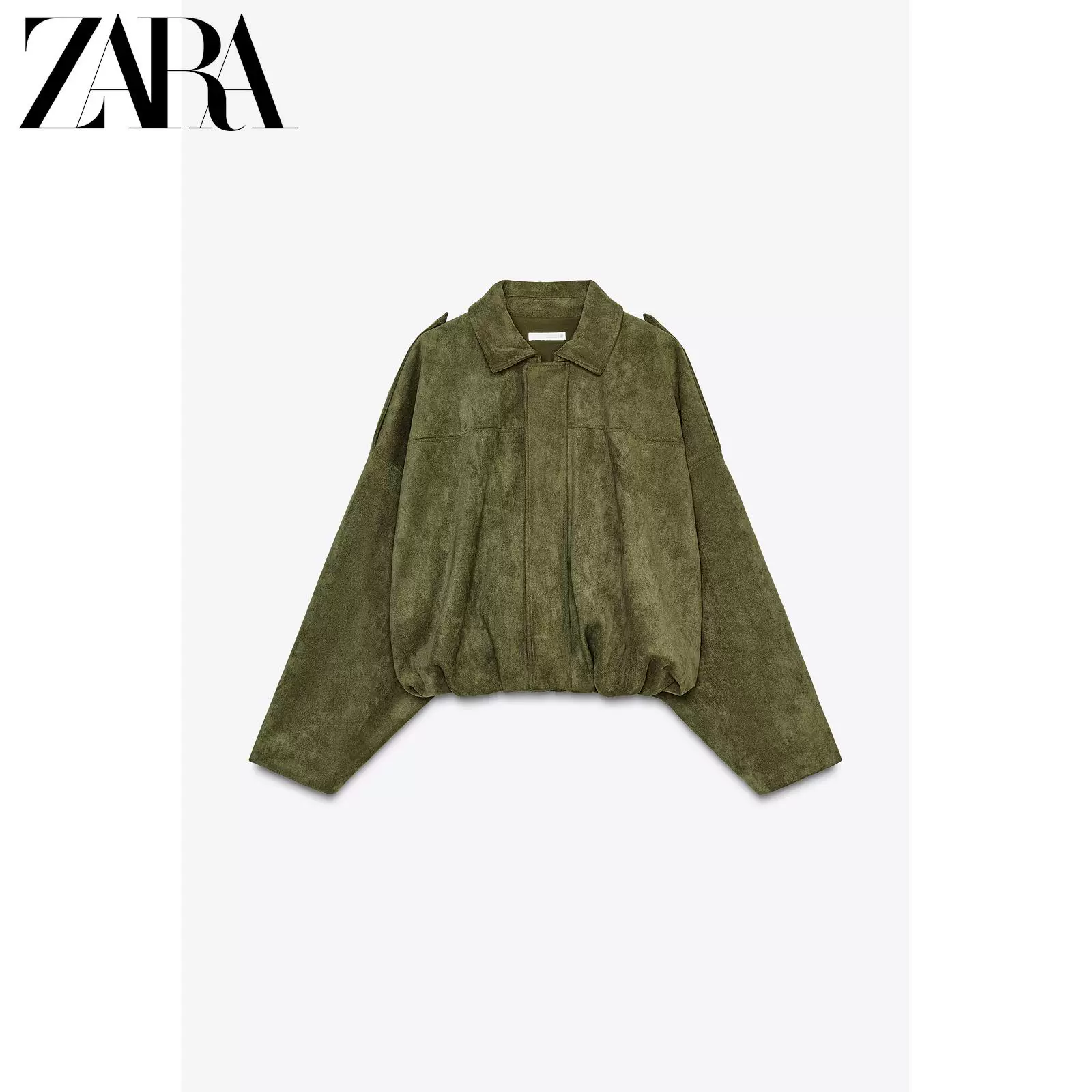 Бомбер женский (ZARA) с эффектом замши, длинные рукава, осень 2025