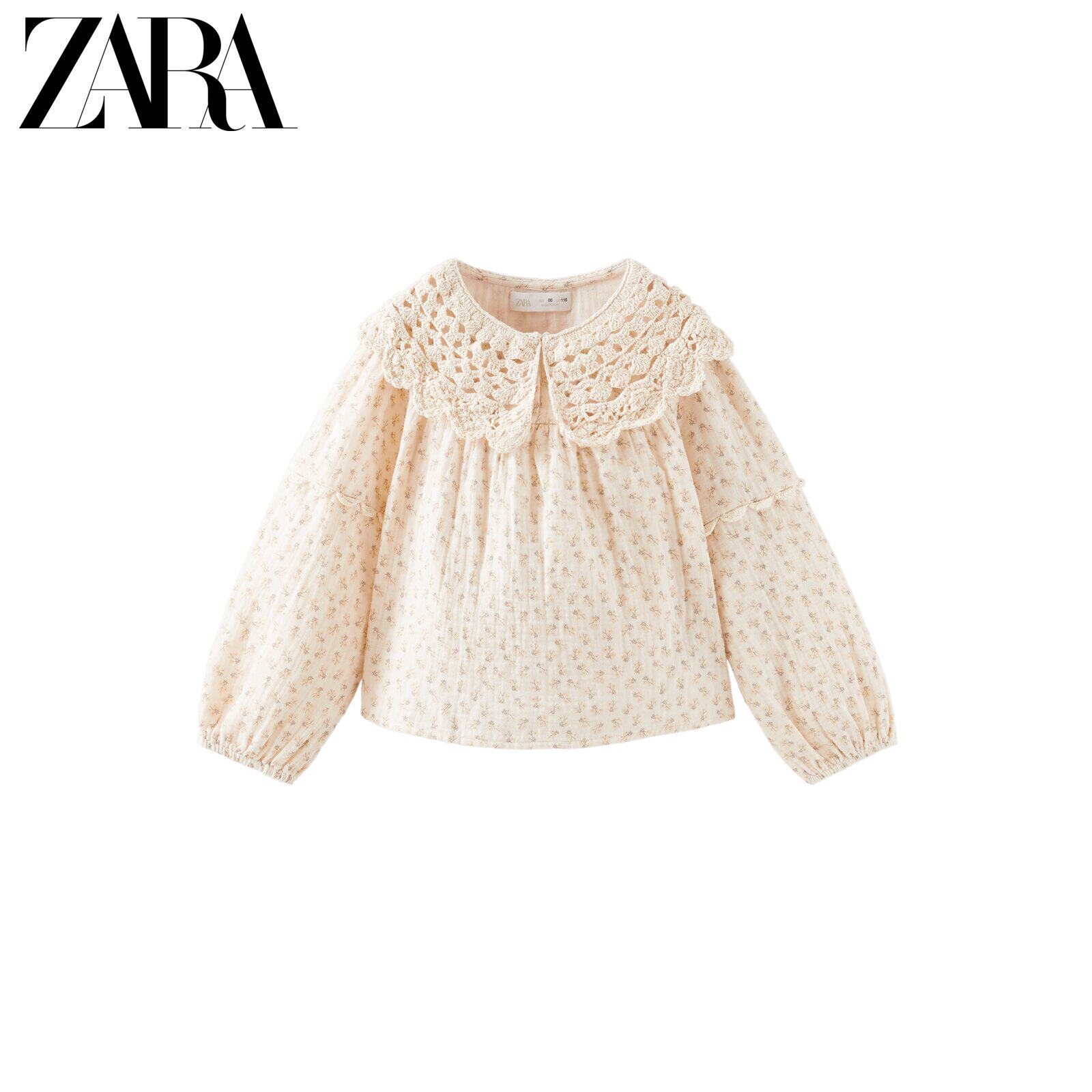 ZARA new children's clothing girl crochet knitted shirt 5107700075