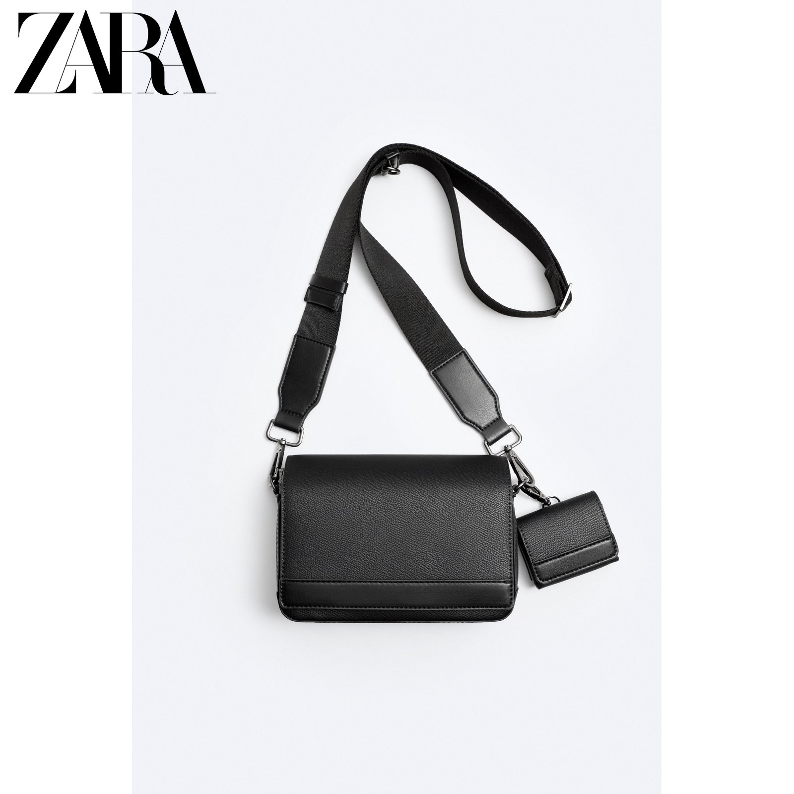 ZARA2023 Winter New Pint Men's Bag Black Two-in-one Flip Floe Satchel 3501320800-Taobao