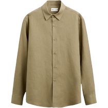 ZARA24 new summer products mens loose tan pure linen casual long-sleeved shirt 5619762 707