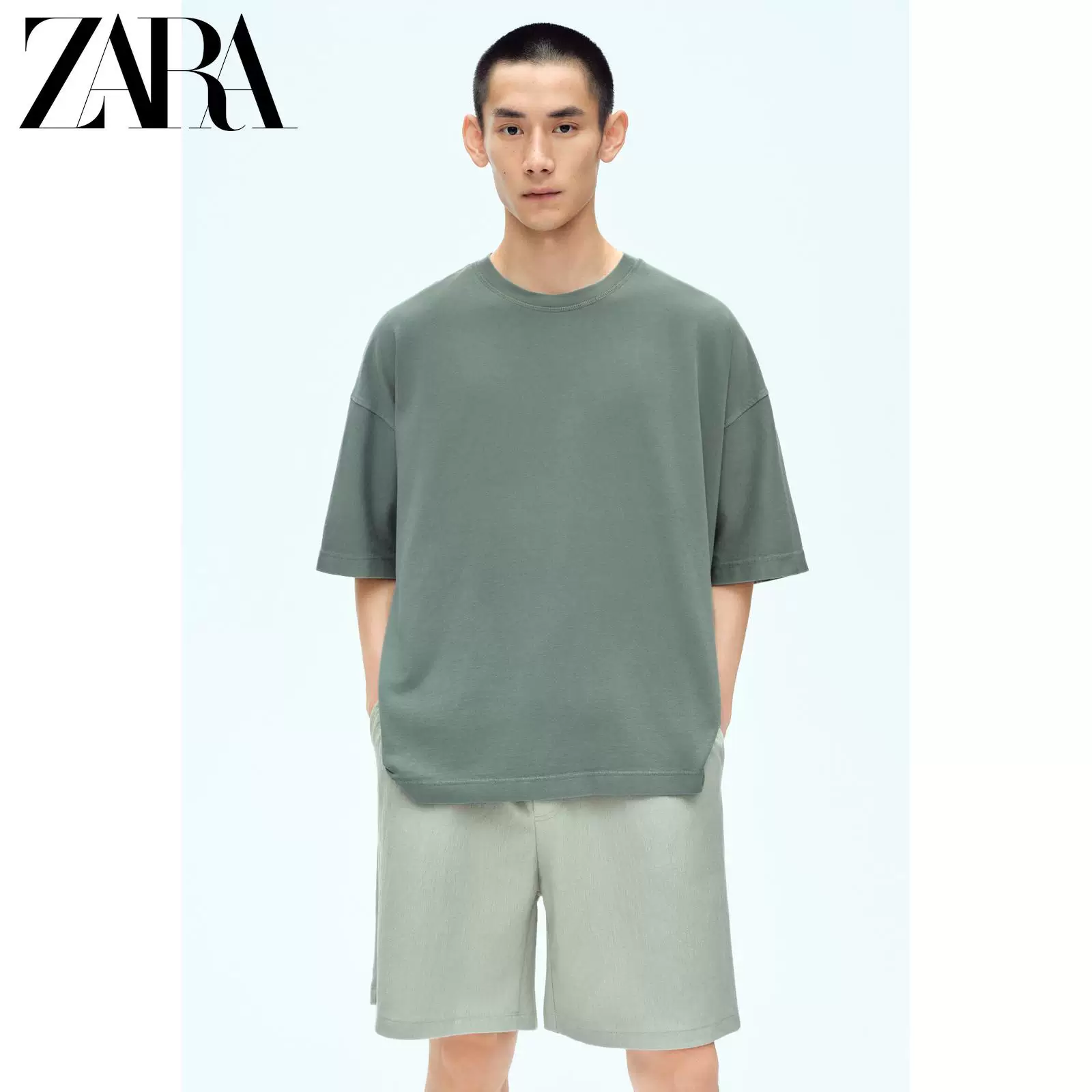 ZARA Сезонная распродажа мужская бокс-фит многокрасная футболка с коротким рукавом и круглым вырезом 6462400