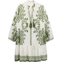 ZARA24 new summer products womens printed holiday style mini dress 9878141 071