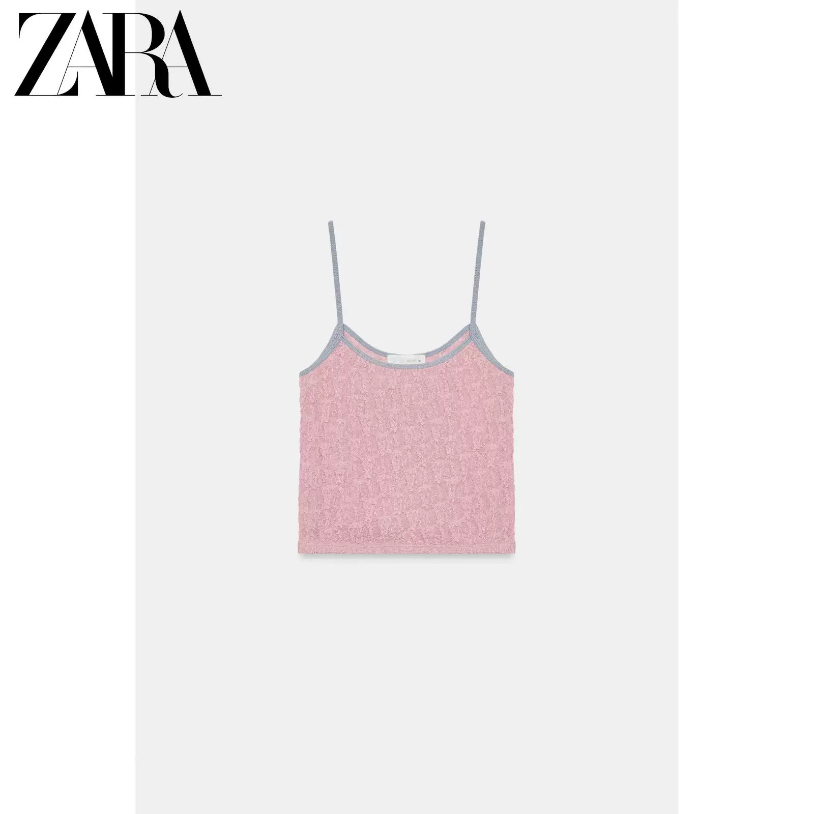 ZARA весна-лето 2026 Новинки Женщина круглый вырез контрастная отделка кружевной топ-майка 5584394 621