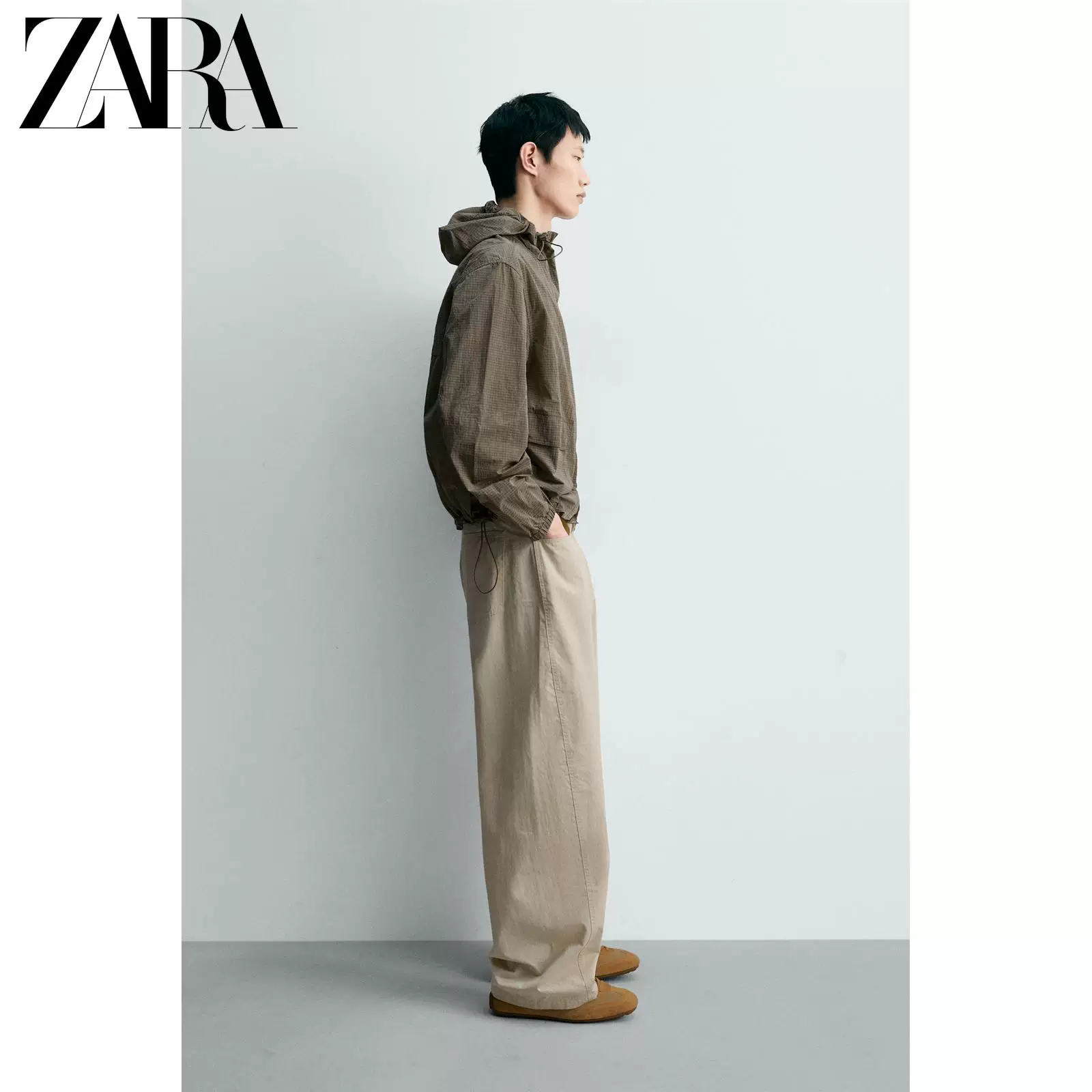 ZARA 2026 весна-лето новые поступления мужская куртка с капюшоном из ткани rip-proof техническая куртка 8281602 731