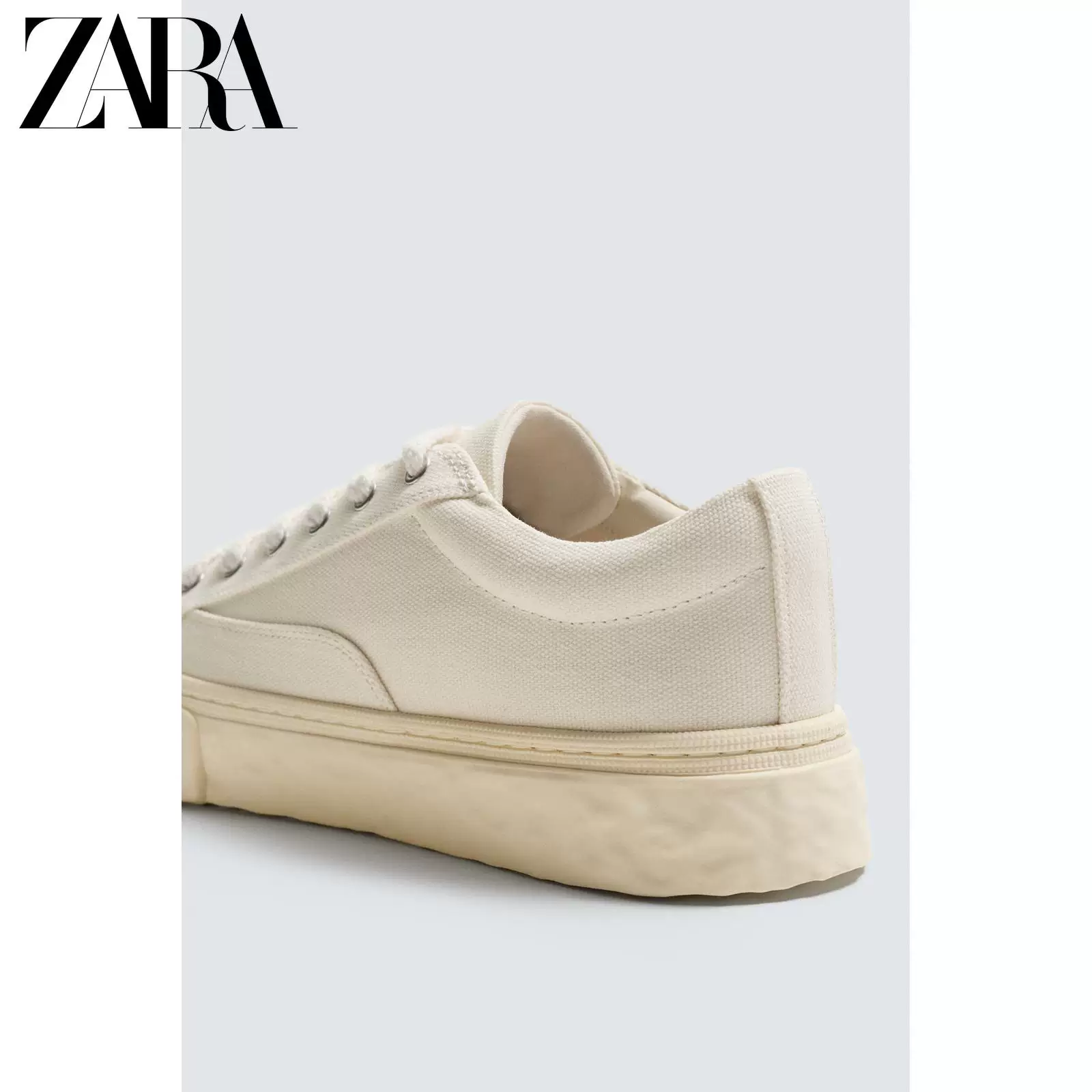 Белые тканевые кроссовки ZARA 2026 весна-лето мужские обувь с толстой подошвой на шнуровке 2273720 001