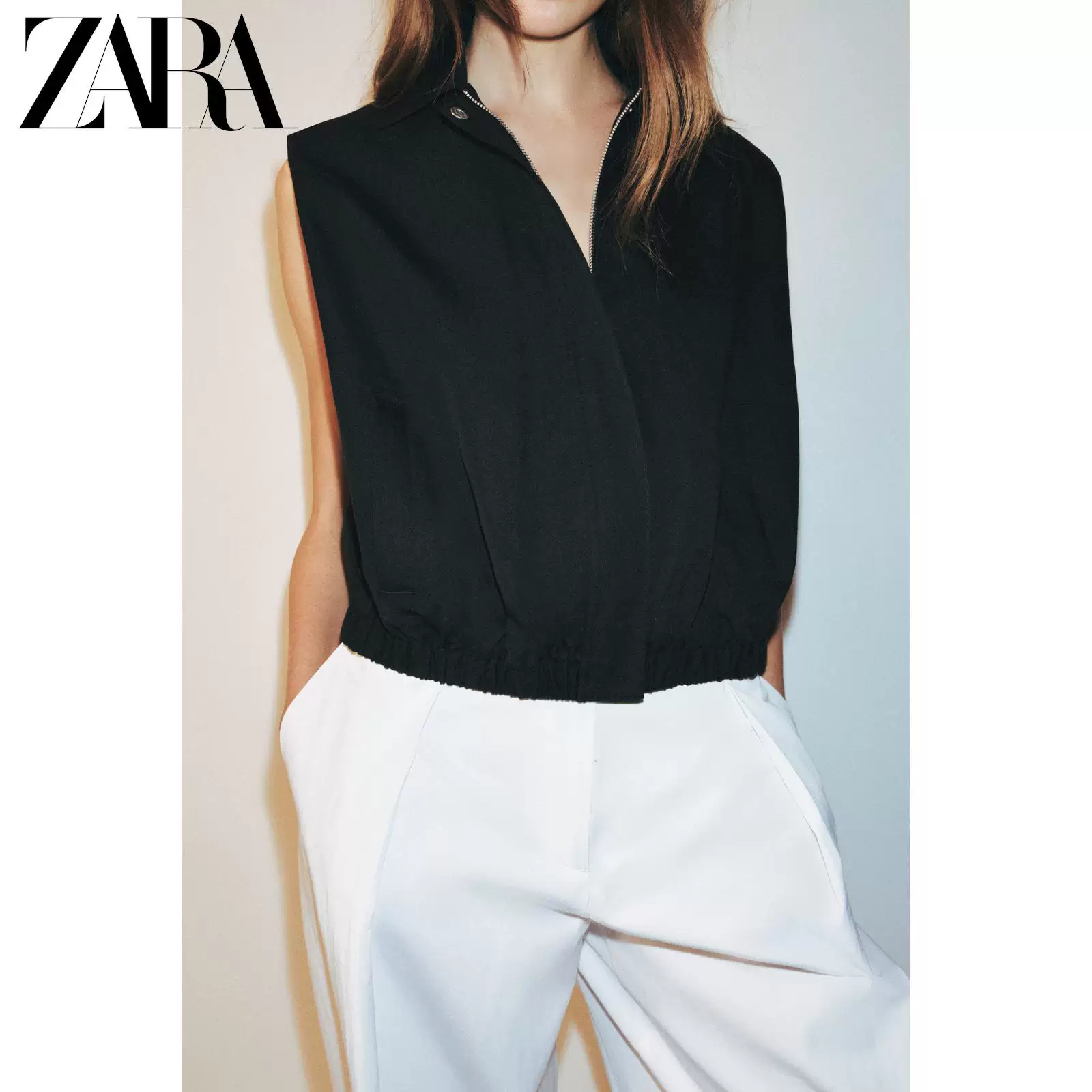 ZARA 2026 весна-лето новые товары Женская безрукавка с лацканами в balloon стиле, молния 4387073 800