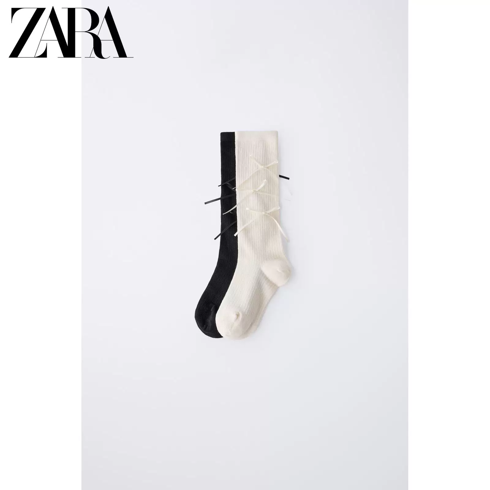 ZARA 2026 весна-лето новые товары детская одежда набор из двух пар носков с бантами длинные 1554701 084